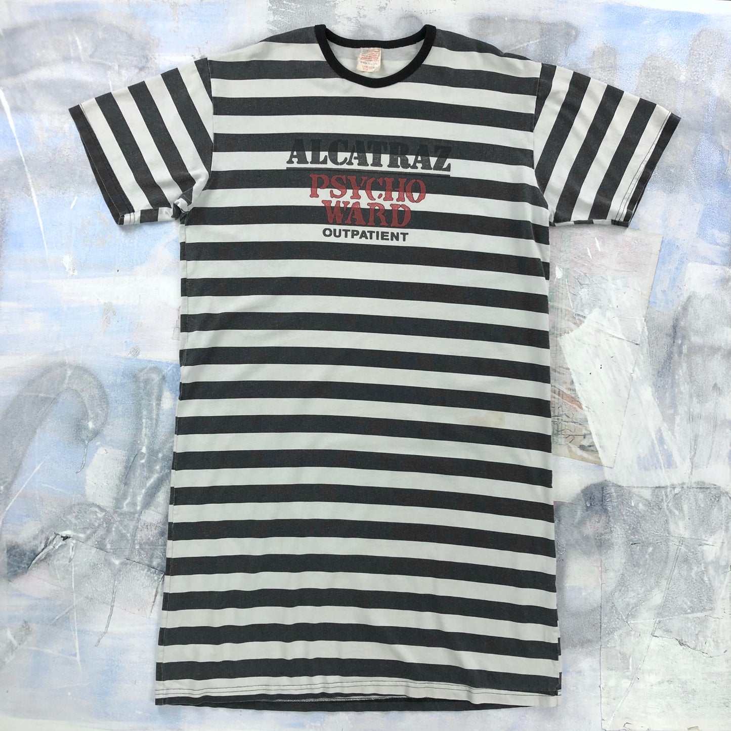 Vintage 90s USA Alcatraz Psycho Ward Outpatient Long T Shirt OSFA