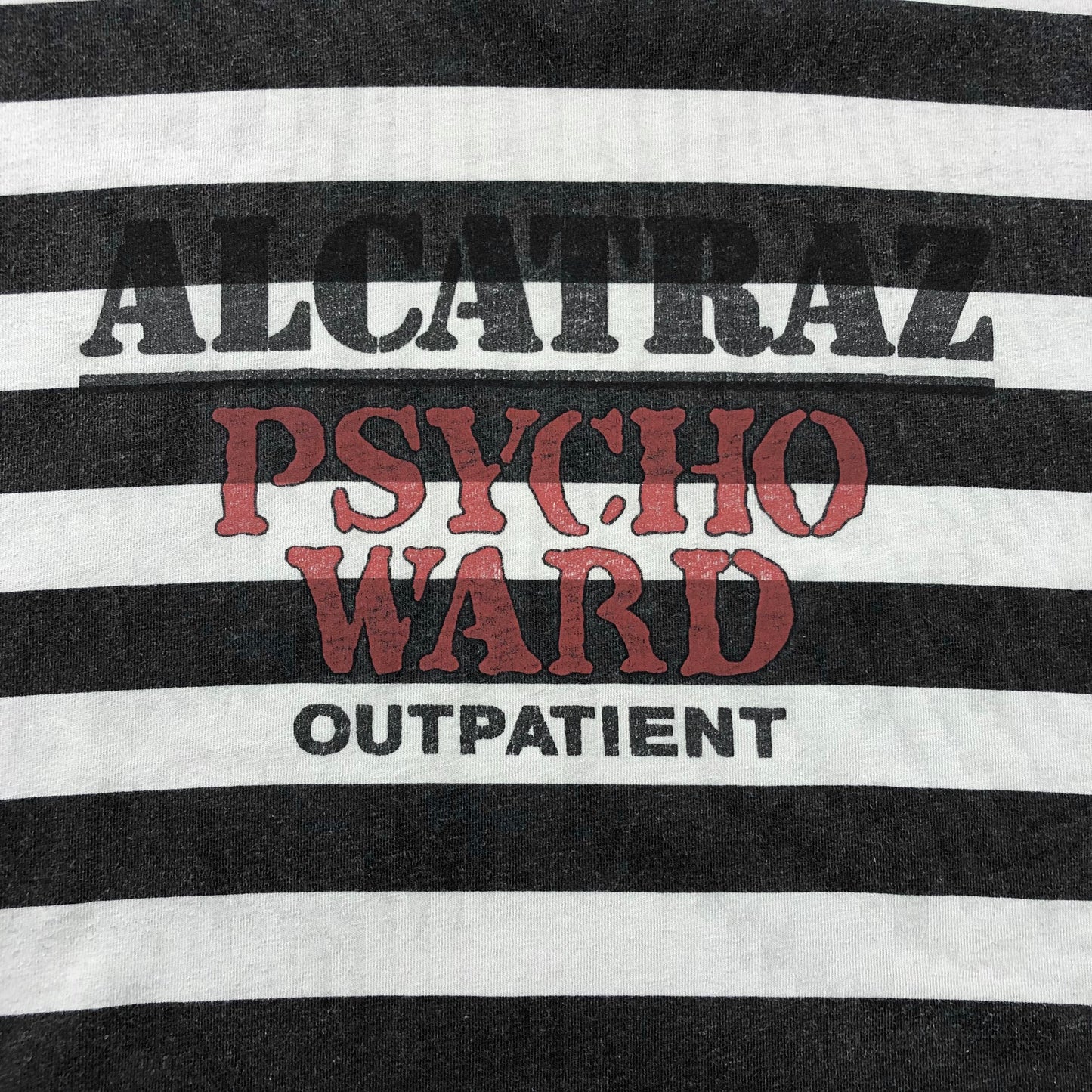 Vintage 90s USA Alcatraz Psycho Ward Outpatient Long T Shirt OSFA