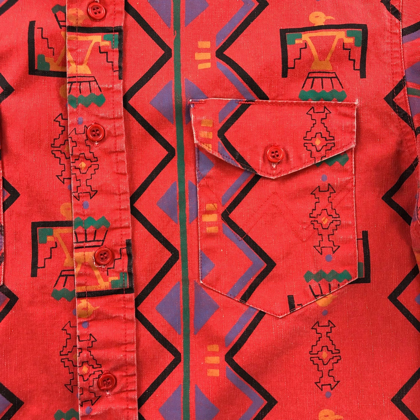 Vintage Wrangler Aztec Brushpopper Frontier Series Wester Shirt L