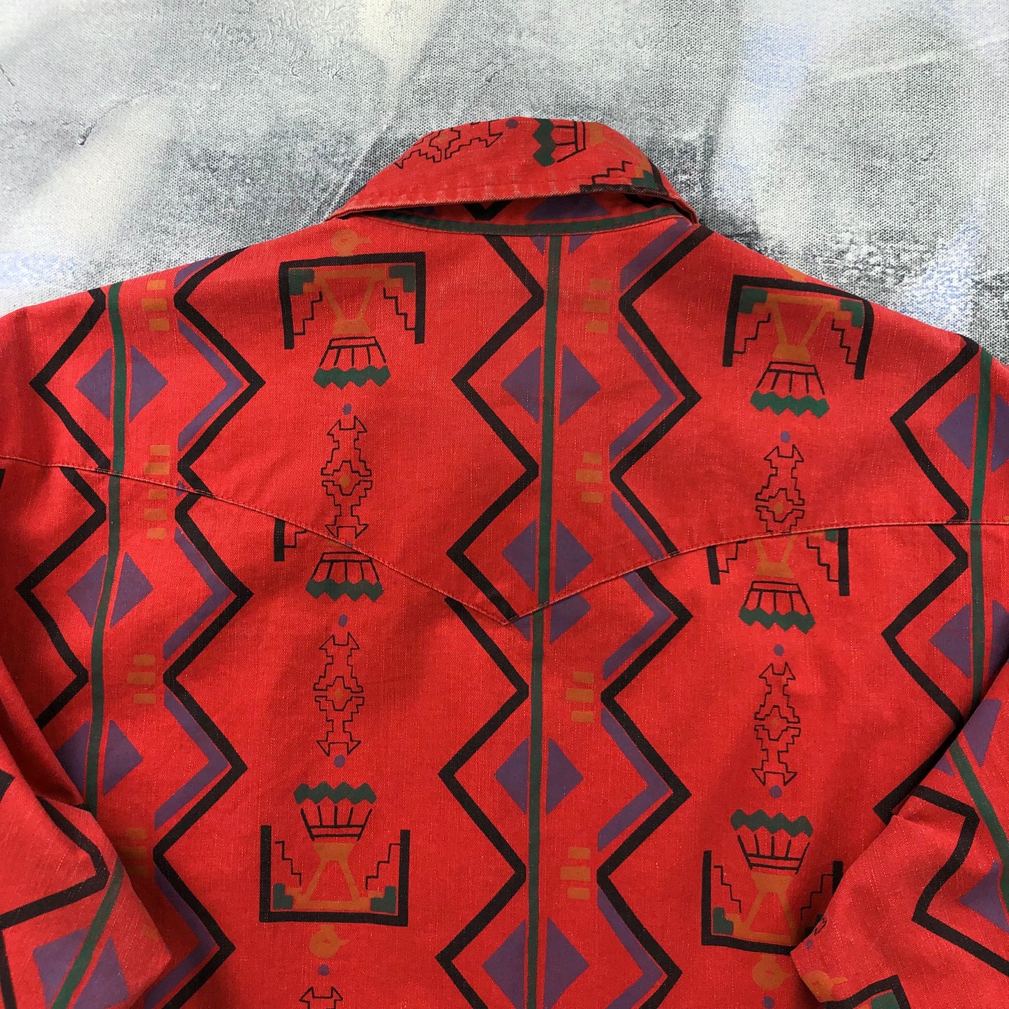Vintage Wrangler Aztec Brushpopper Frontier Series Wester Shirt L