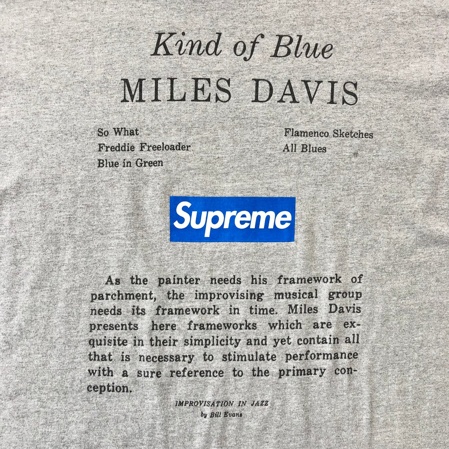 Vintage USA Supreme Kind Of Blue Miles Davis T Shirt XL
