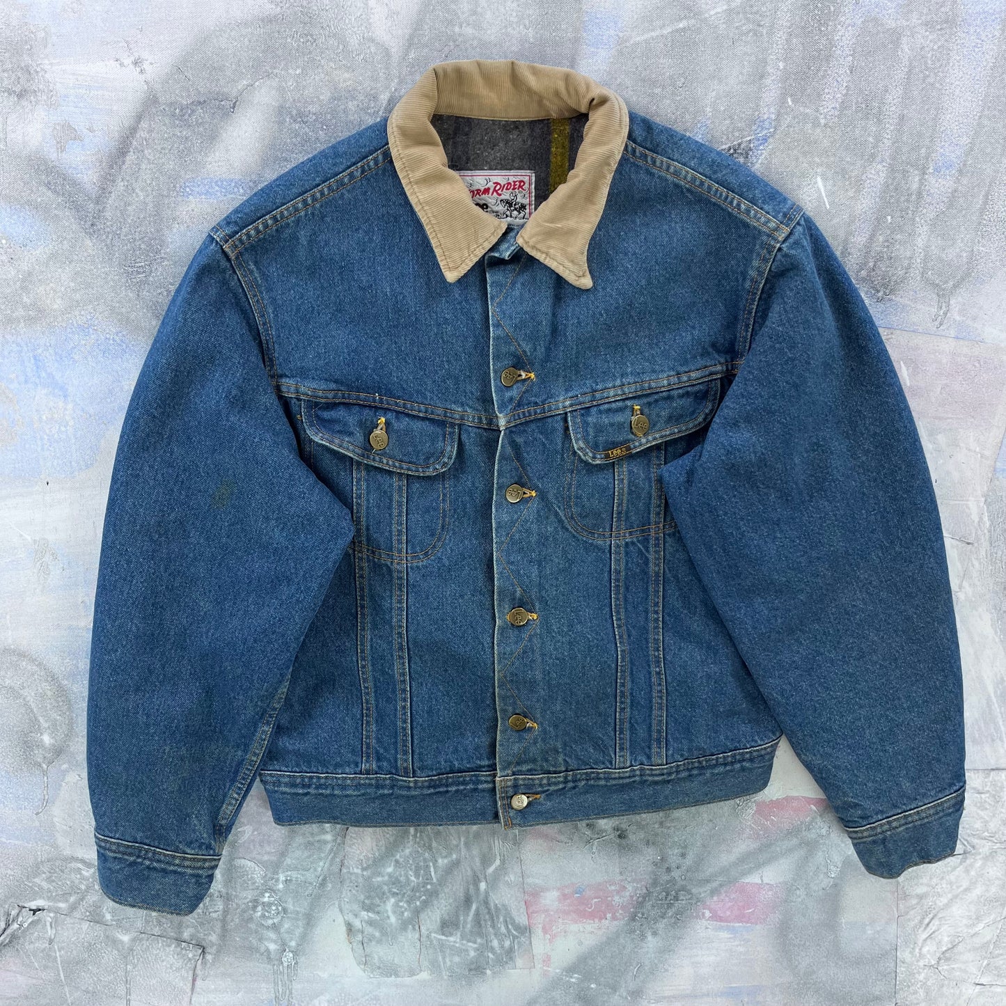 Vintage Lee Storm Rider Blanket Lined Denim Button Jacket L
