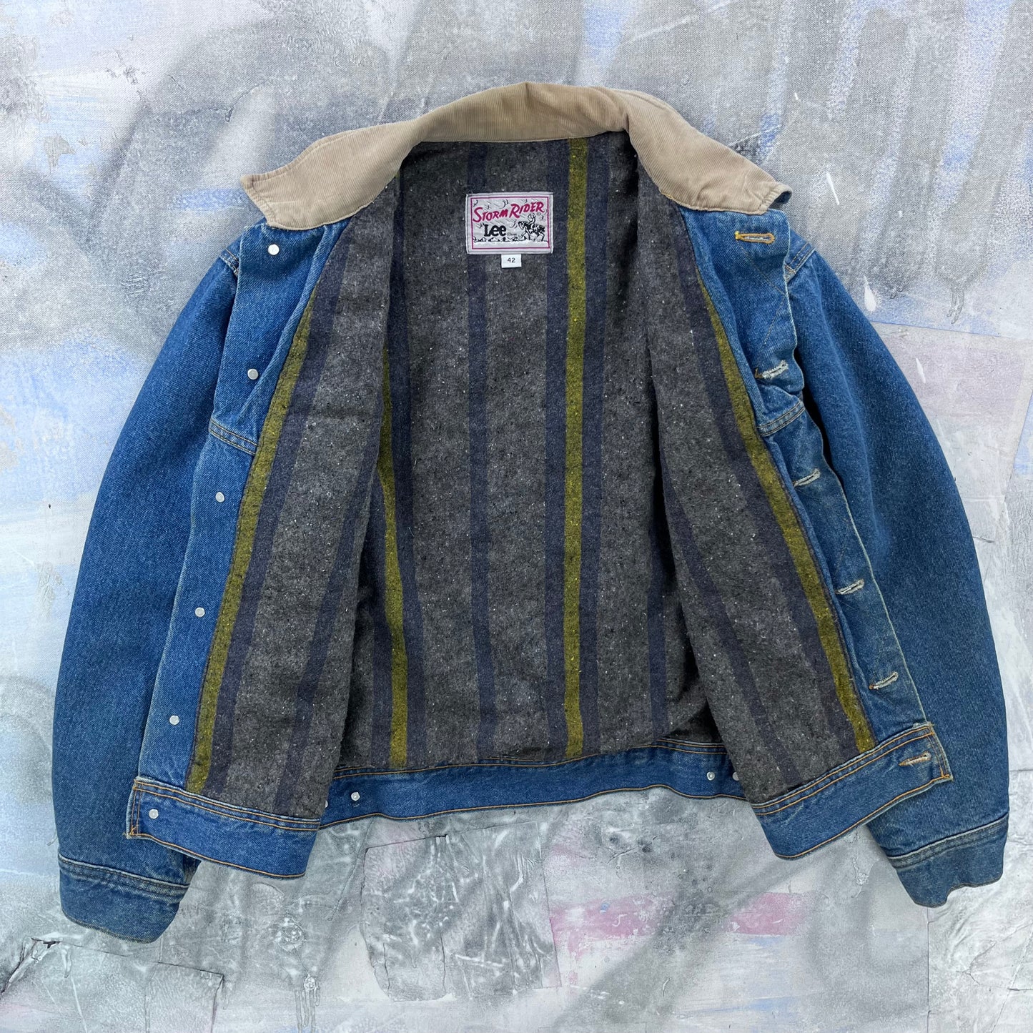 Vintage Lee Storm Rider Blanket Lined Denim Button Jacket L