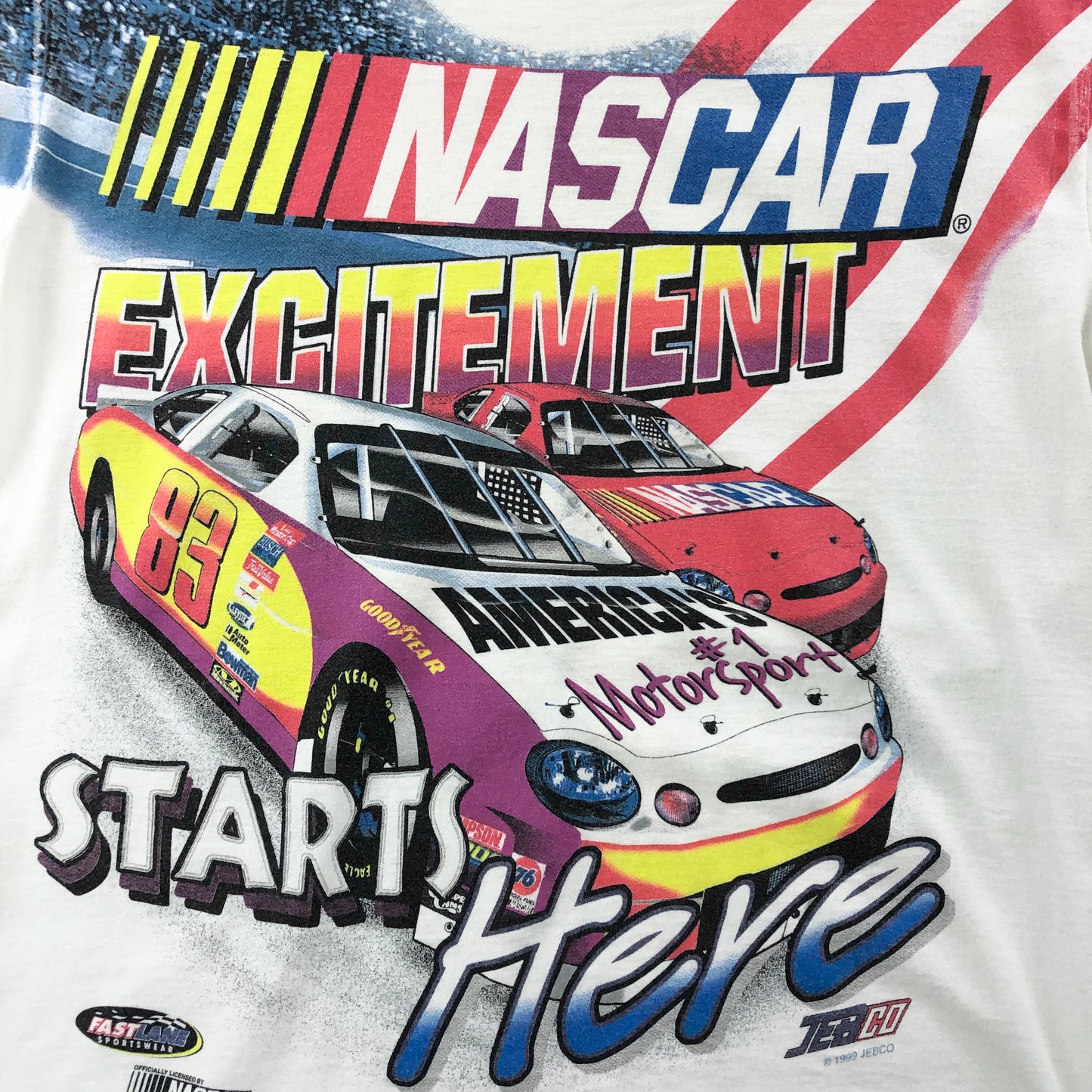 Vintage 90s Nascar Excitement Starts Here AOP T Shirt L