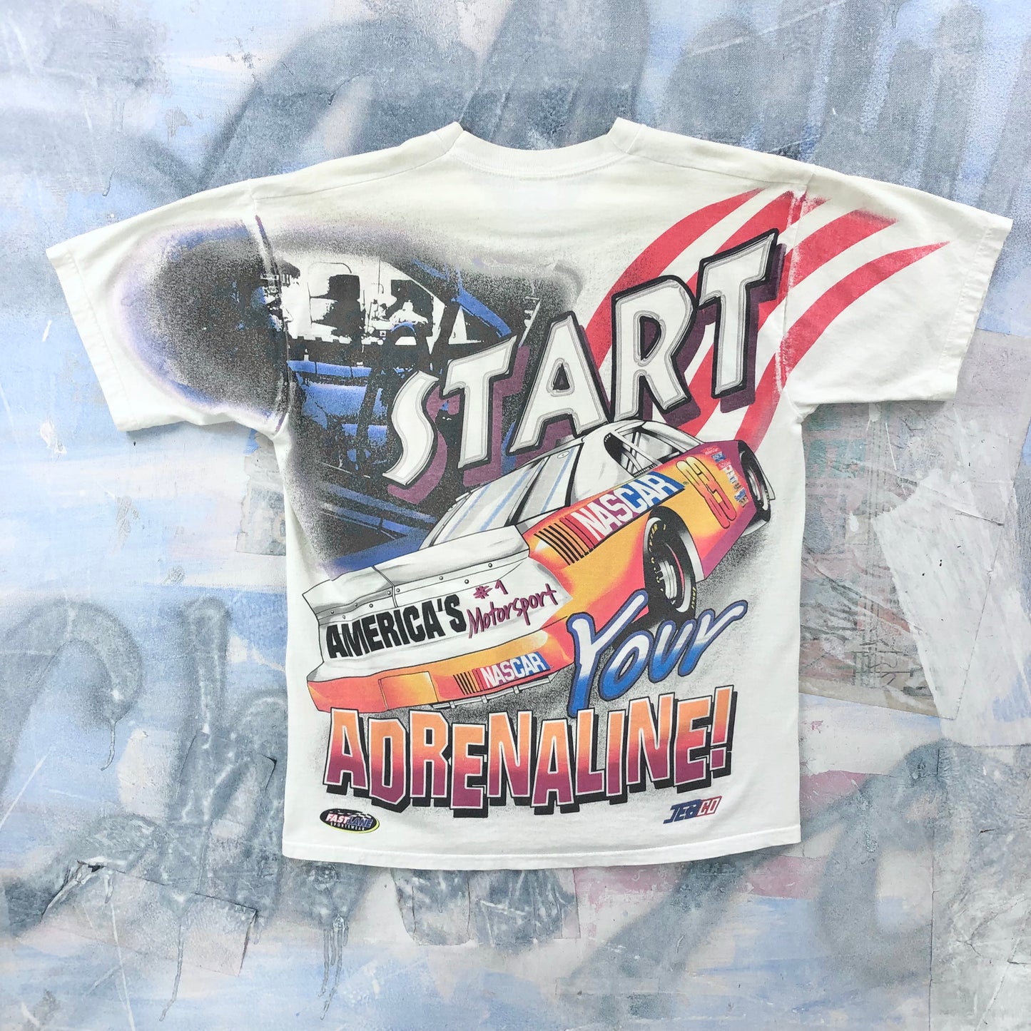 Vintage 90s Nascar Excitement Starts Here AOP T Shirt L