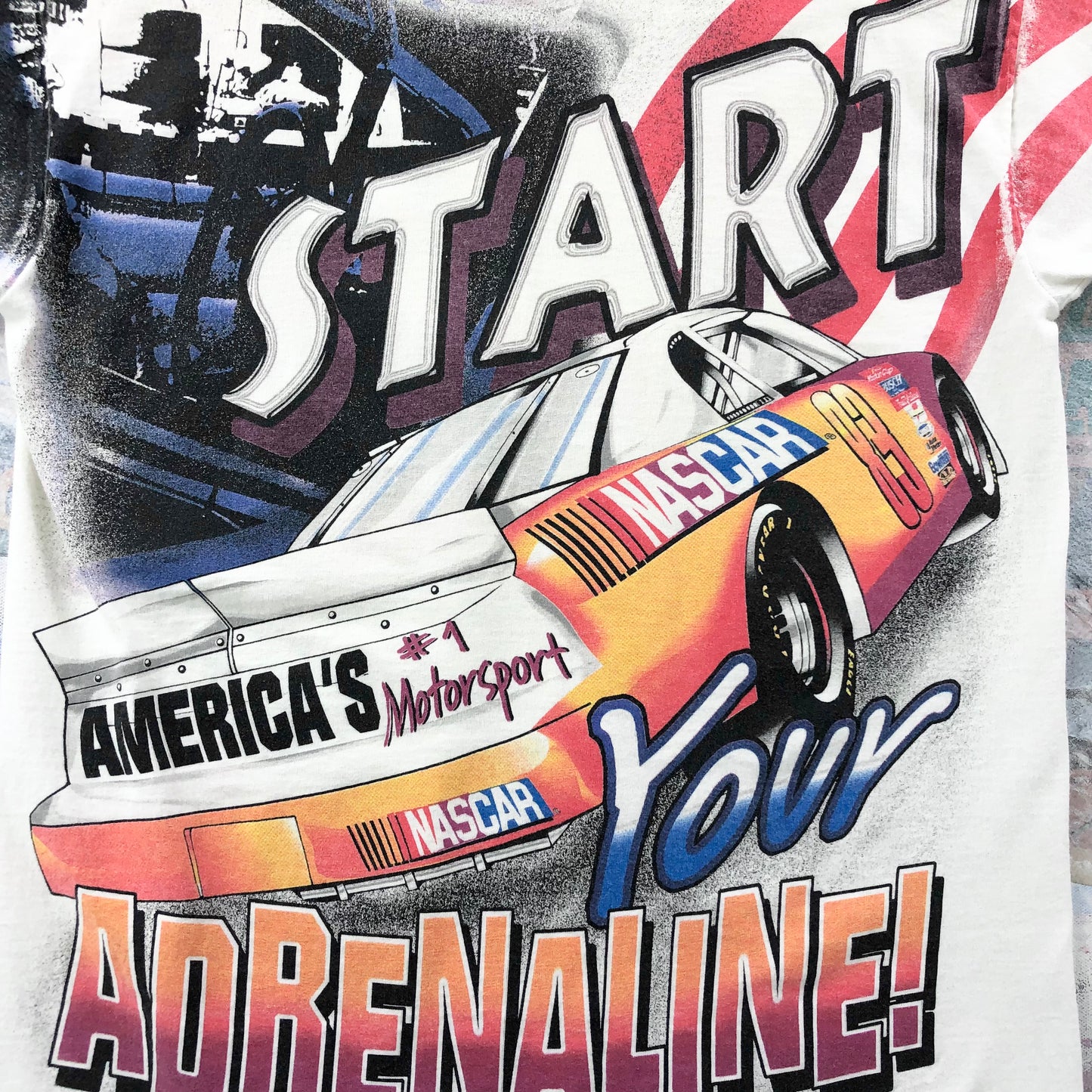 Vintage 90s Nascar Excitement Starts Here AOP T Shirt L