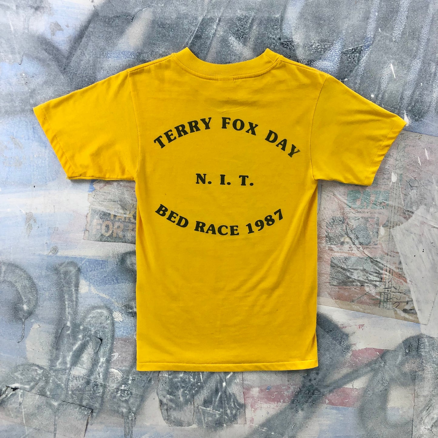 Vintage 80s USA Terry Fox Day N.I.T Bed Race 1987 T Shirt S