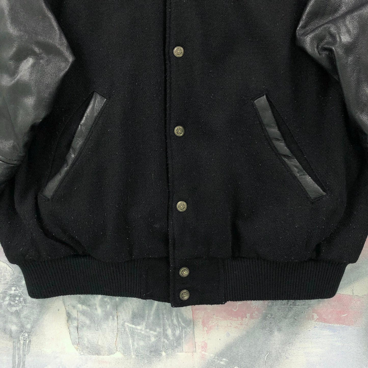 Vintage Nike Team Canada Quilted Lined Wool Leather Button Jacket L
