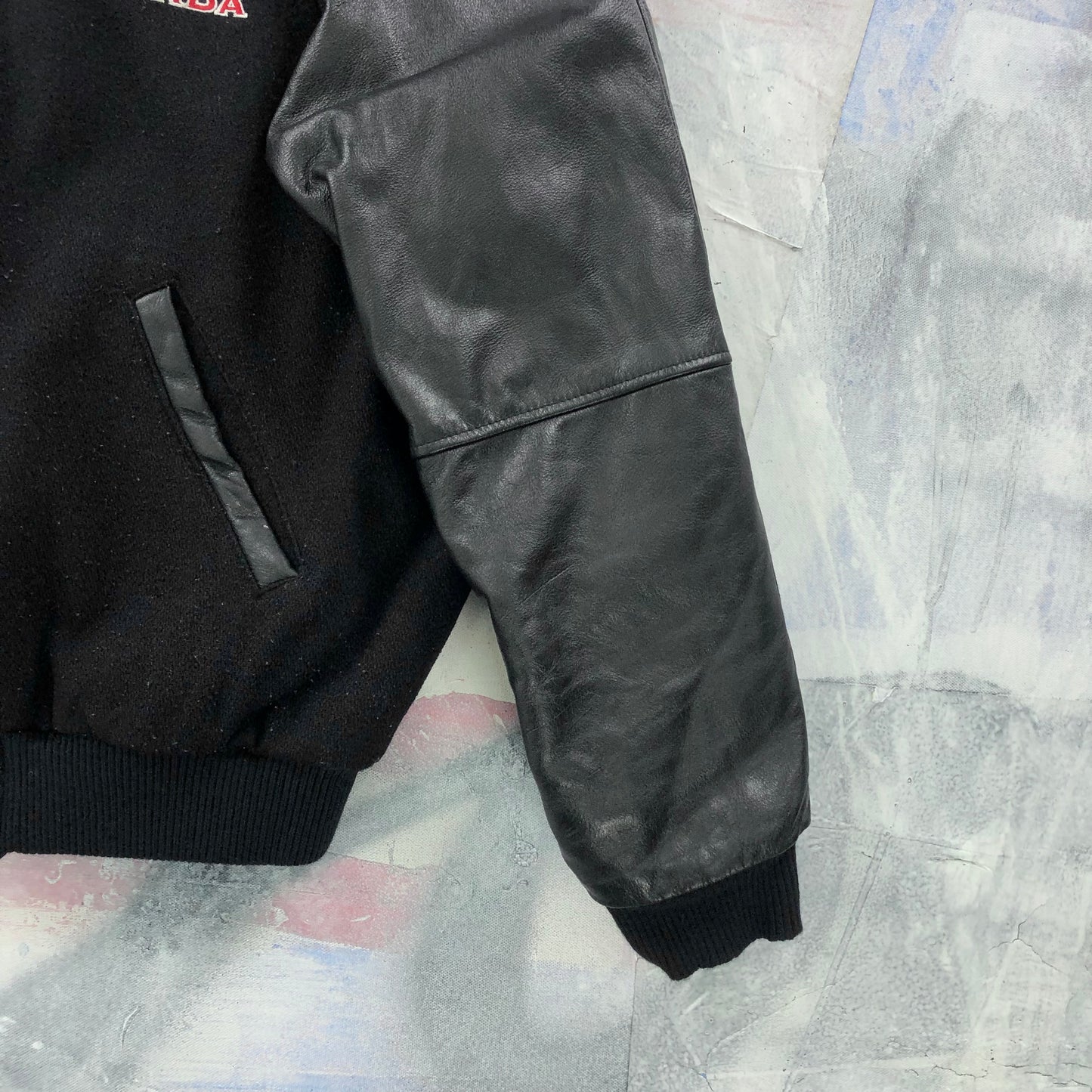 Vintage Nike Team Canada Quilted Lined Wool Leather Button Jacket L