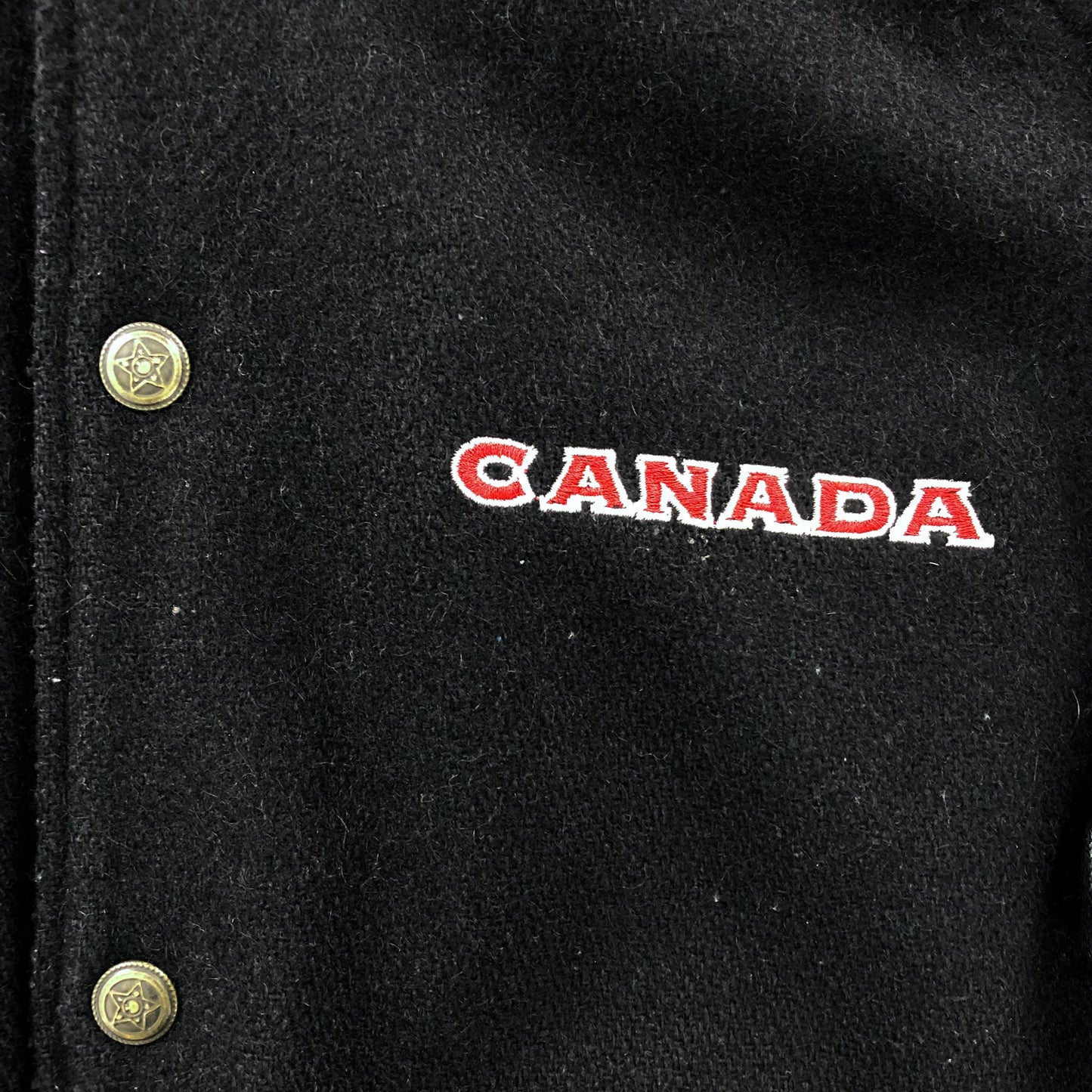 Vintage Nike Team Canada Quilted Lined Wool Leather Button Jacket L