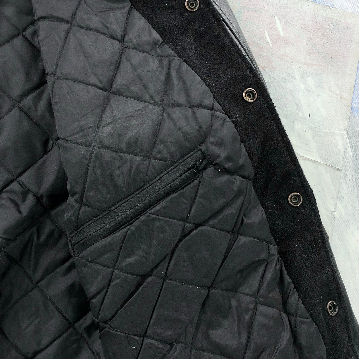 Vintage Nike Team Canada Quilted Lined Wool Leather Button Jacket L
