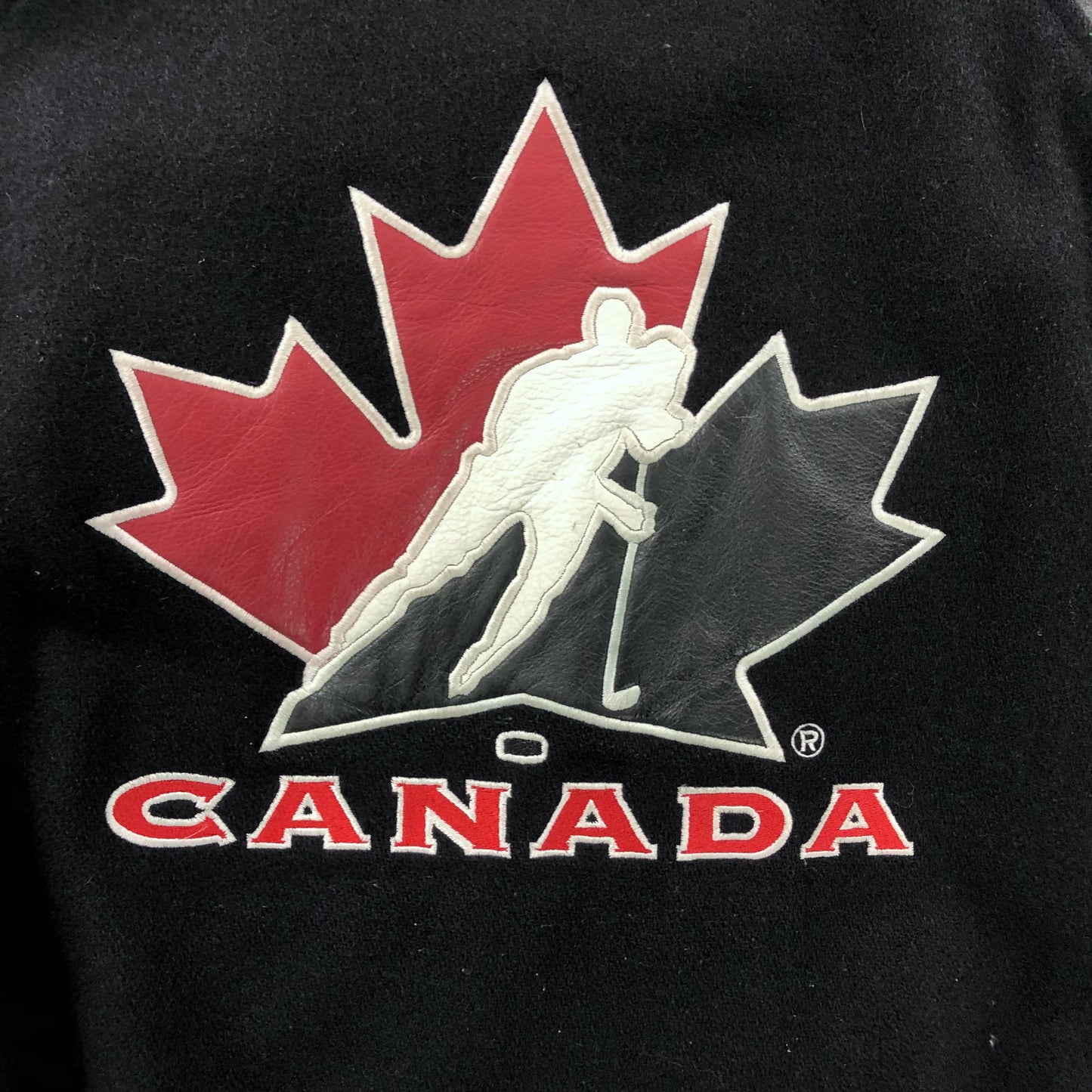 Vintage Nike Team Canada Quilted Lined Wool Leather Button Jacket L