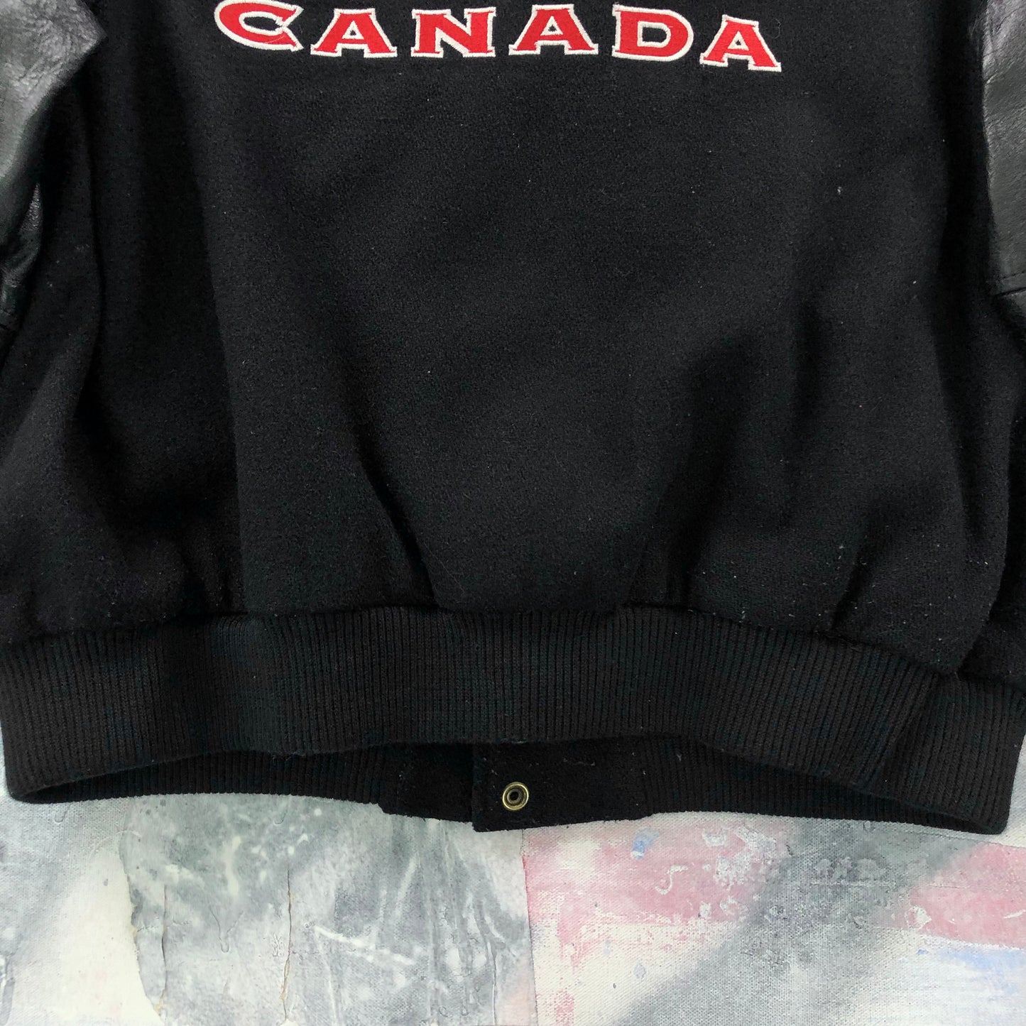 Vintage Nike Team Canada Quilted Lined Wool Leather Button Jacket L