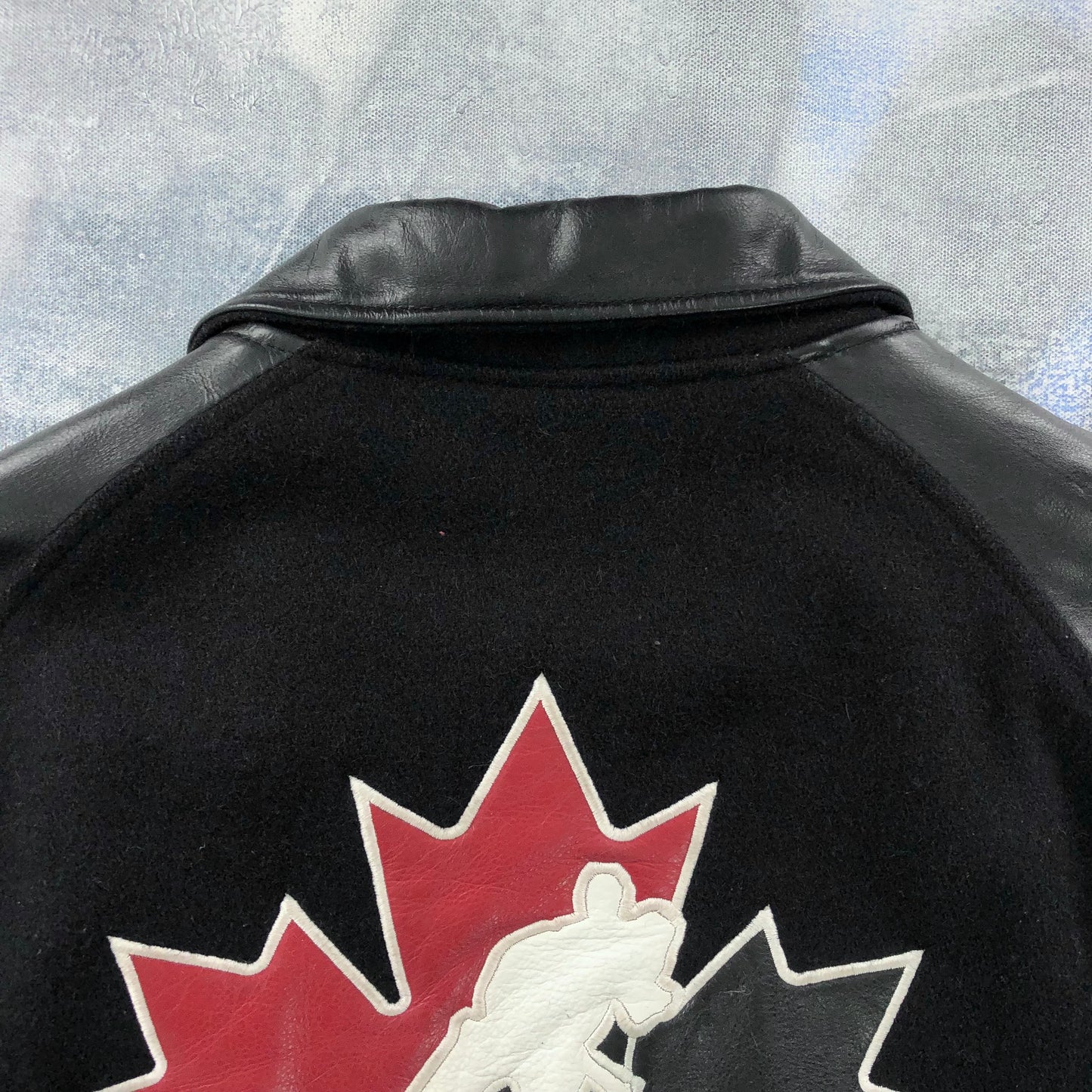 Vintage Nike Team Canada Quilted Lined Wool Leather Button Jacket L