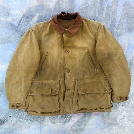Vintage 70s Falcon Brand Canvas Corduroy Collar Hunting Button Jacket XL