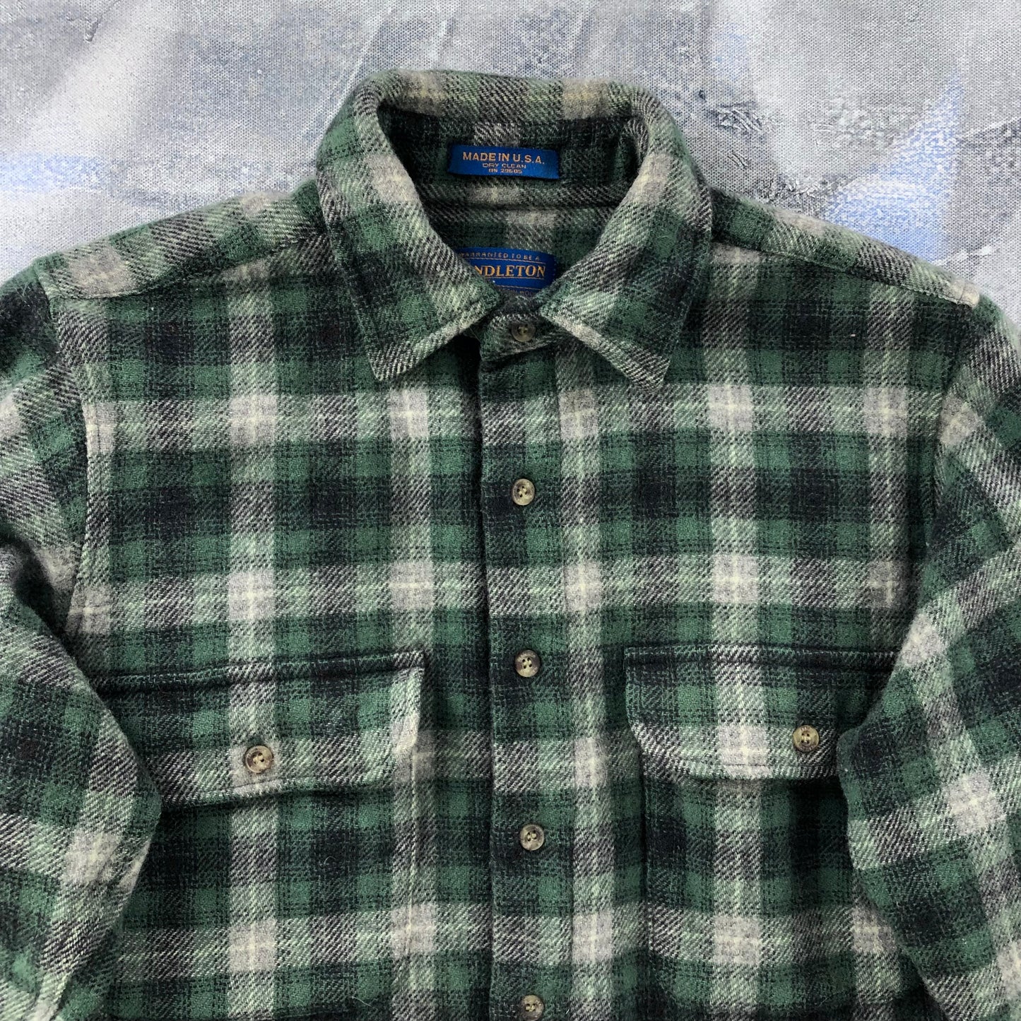 Vintage Pendleton Elbow Patch Wool Flannel Button Shirt S
