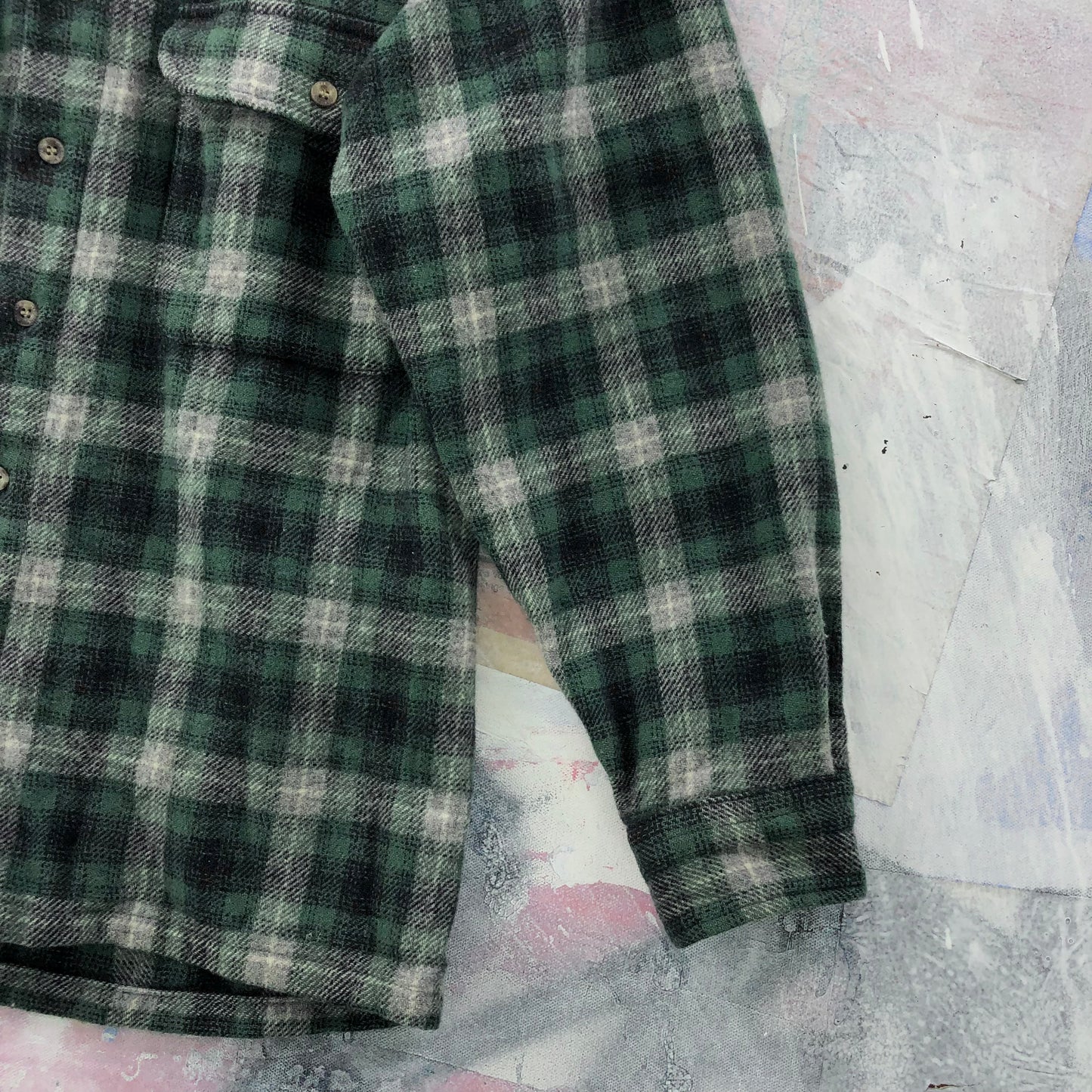 Vintage Pendleton Elbow Patch Wool Flannel Button Shirt S