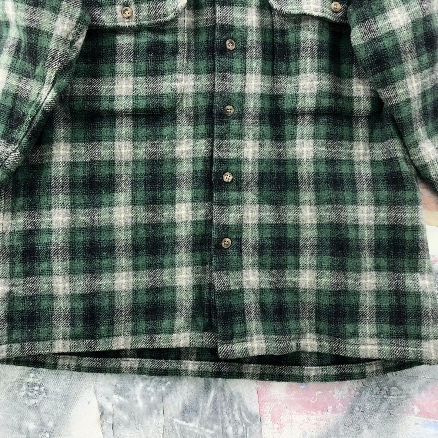 Vintage Pendleton Elbow Patch Wool Flannel Button Shirt S