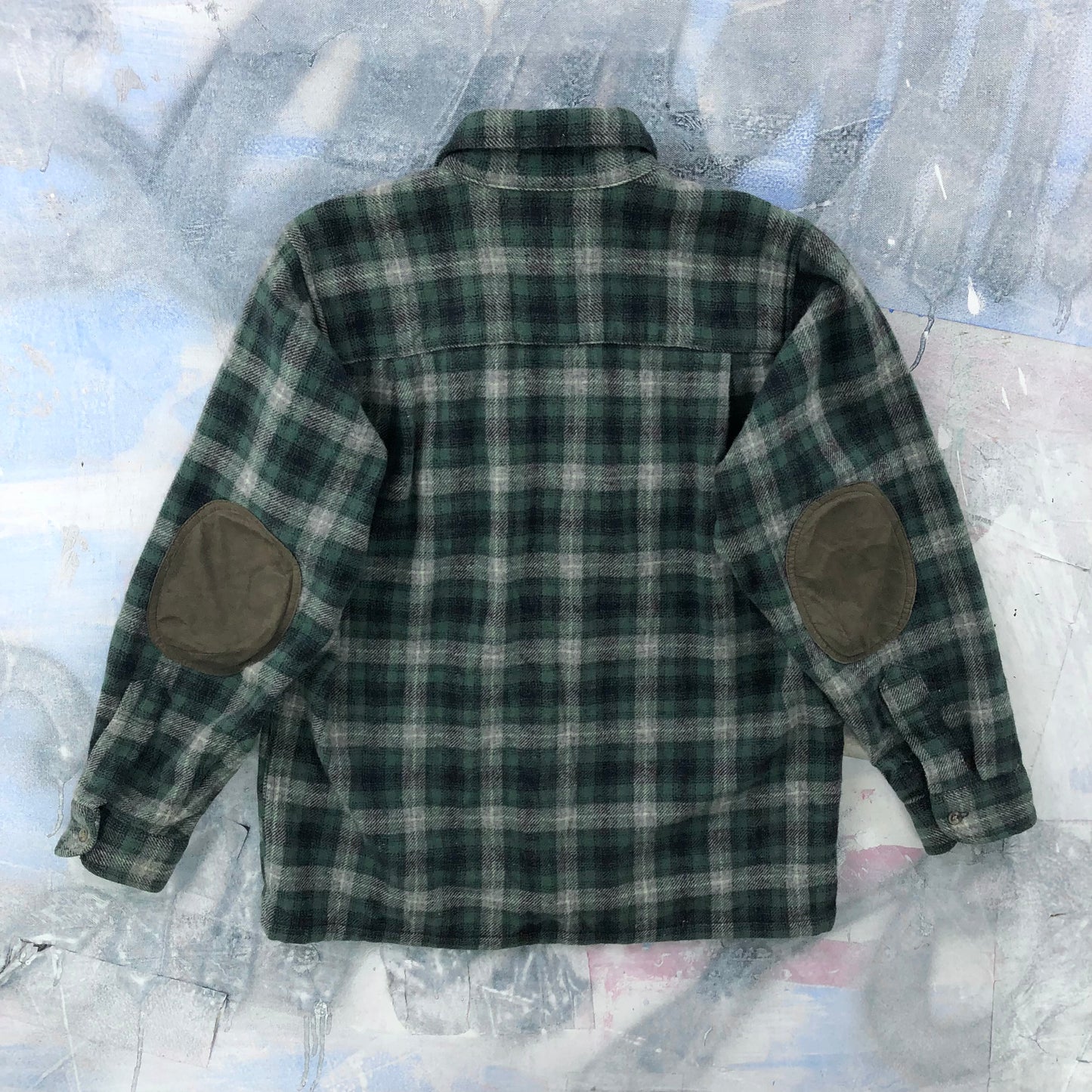 Vintage Pendleton Elbow Patch Wool Flannel Button Shirt S