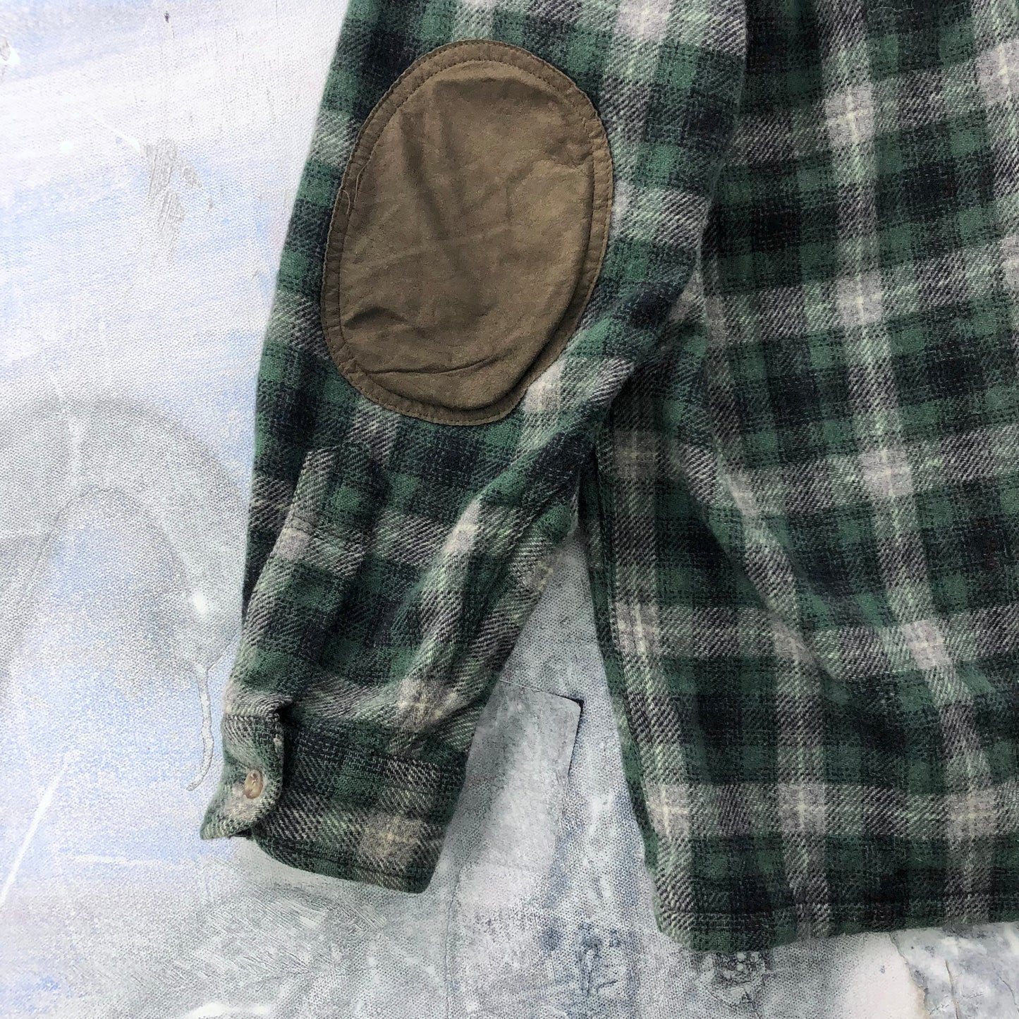 Vintage Pendleton Elbow Patch Wool Flannel Button Shirt S