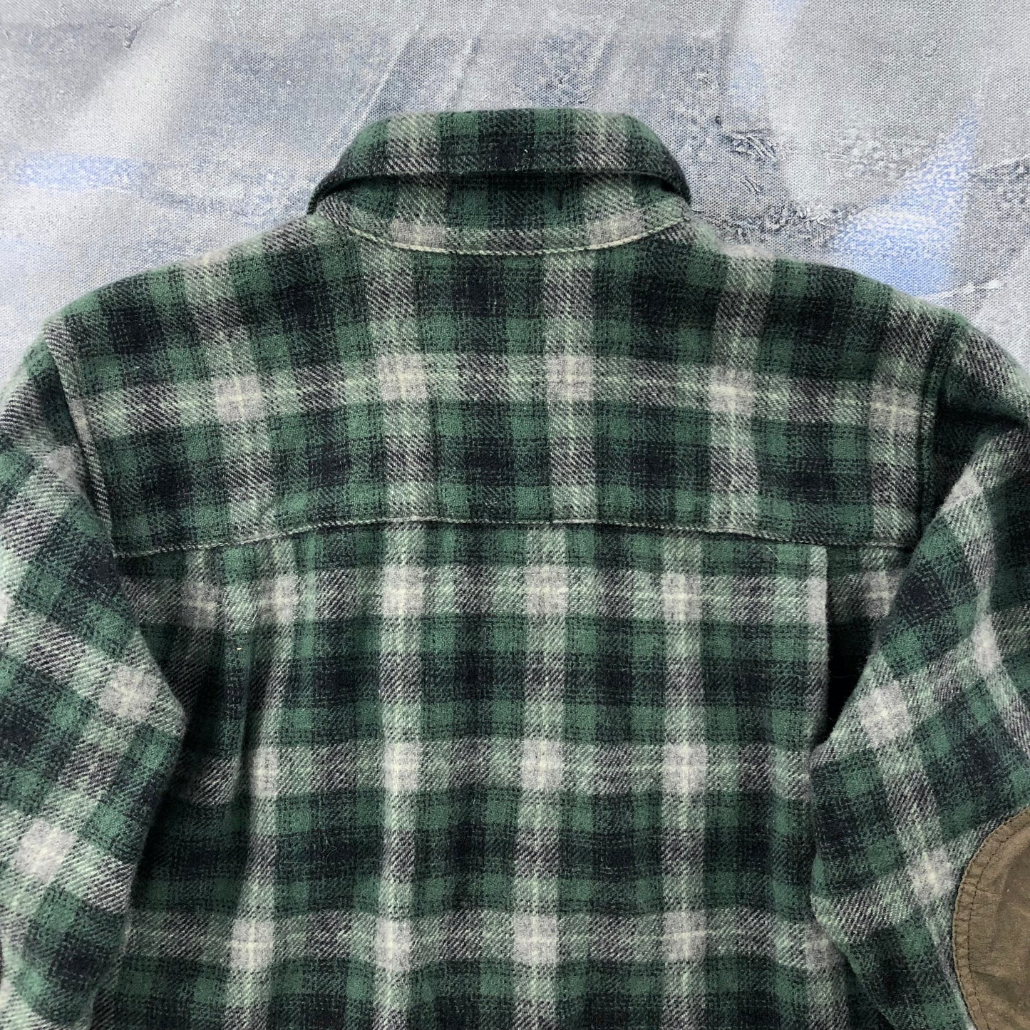 Vintage Pendleton Elbow Patch Wool Flannel Button Shirt S