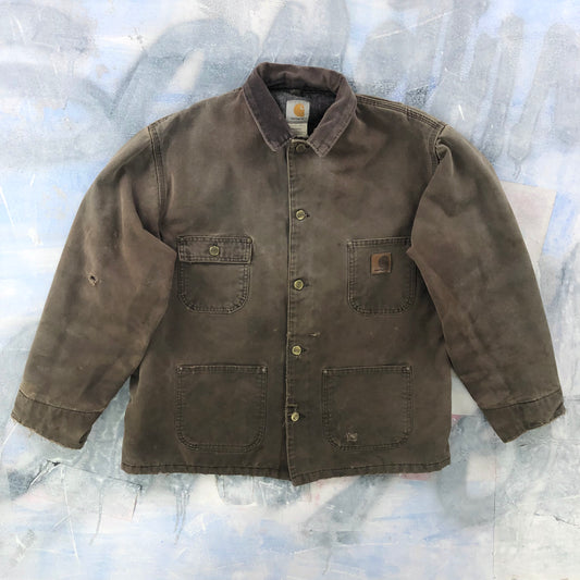 Vintage Carhartt C02 Blanket Lined Workwear Chore Button Jacket L