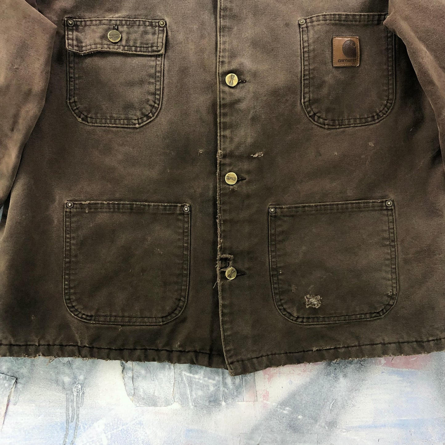 Vintage Carhartt C02 Blanket Lined Workwear Chore Button Jacket L
