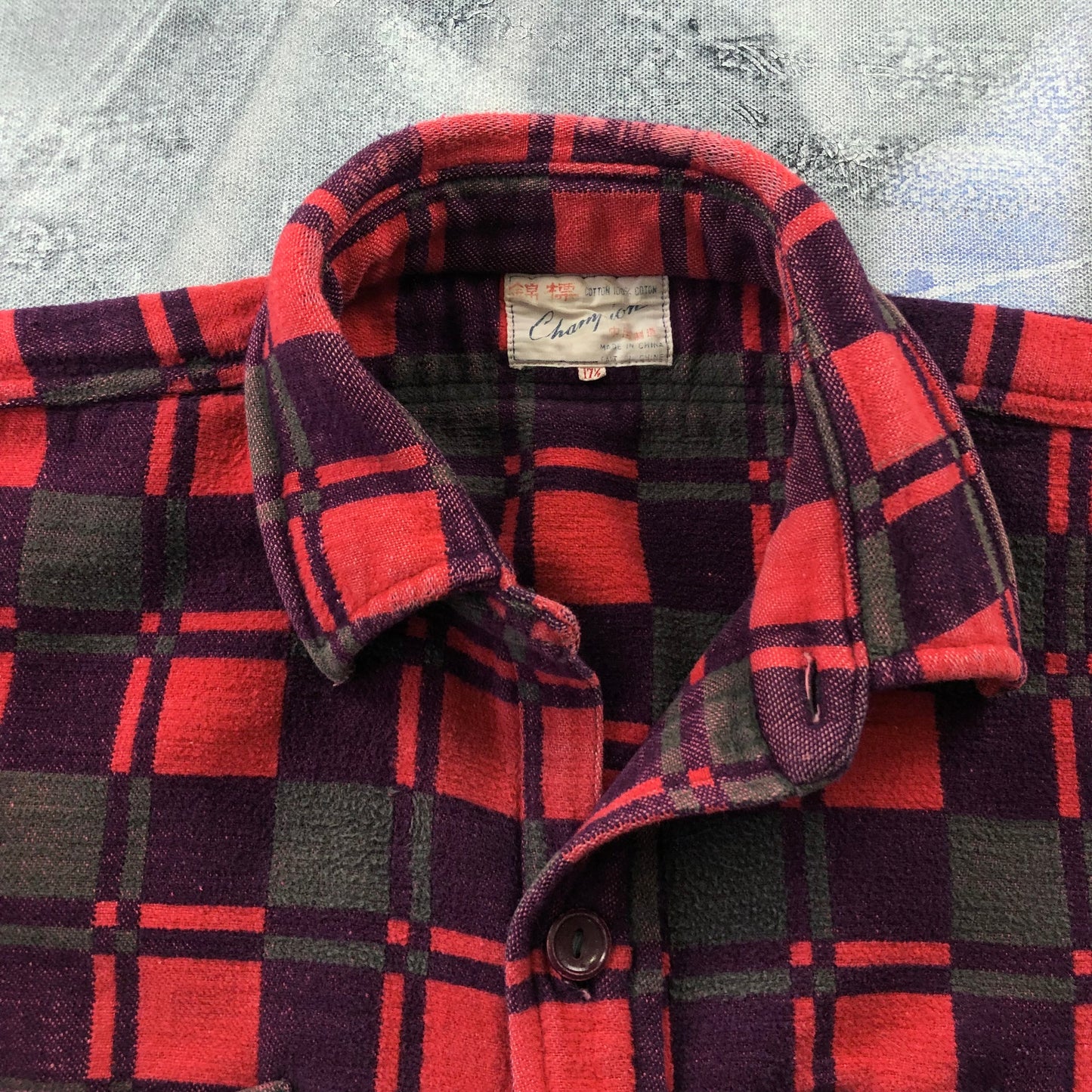 Vintage 70s Champion Plaid Button Flannel Shirt L