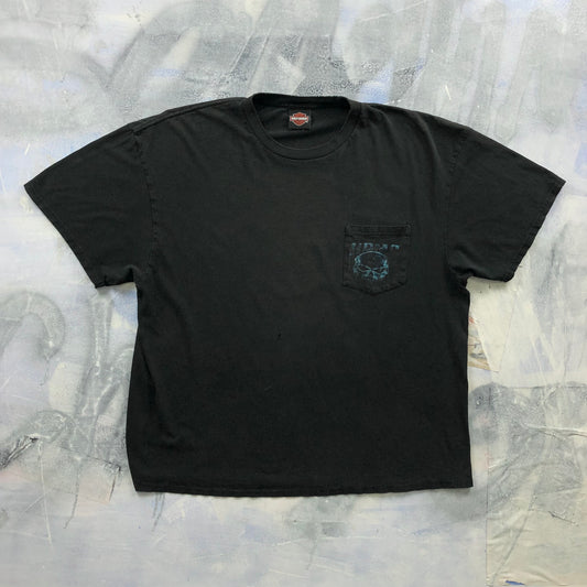 Harley Davidson Motorcycles Fort McMurray Skull Pocket T Shirt XL