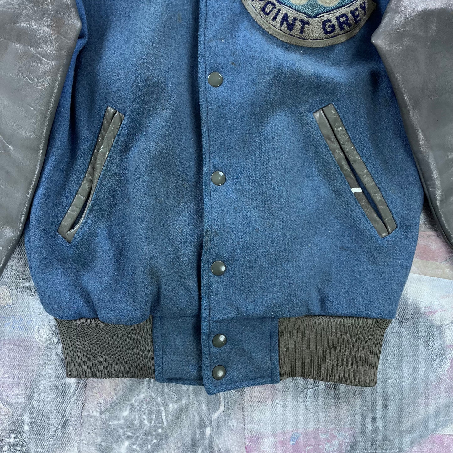 Vintage 80s Point Grey Highschool Letterman Button Jacket S