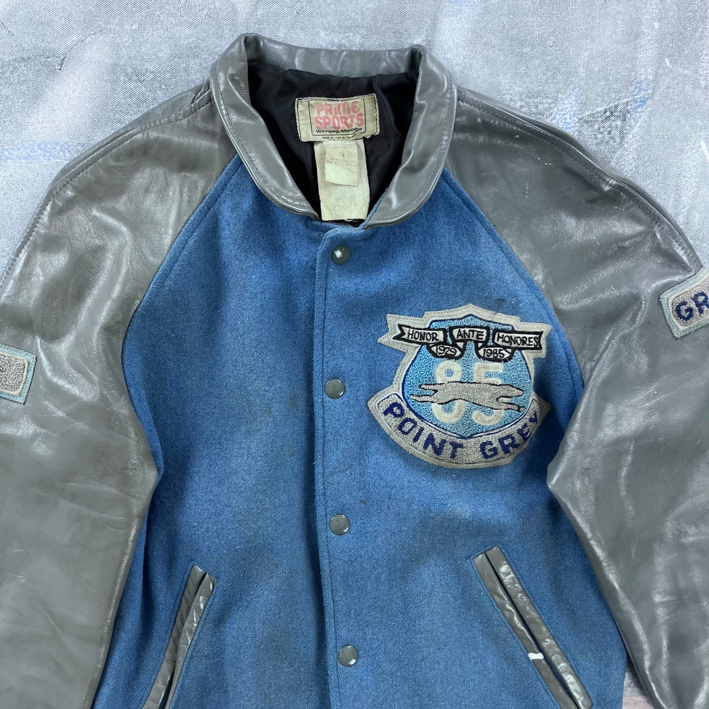 Vintage 80s Point Grey Highschool Letterman Button Jacket S