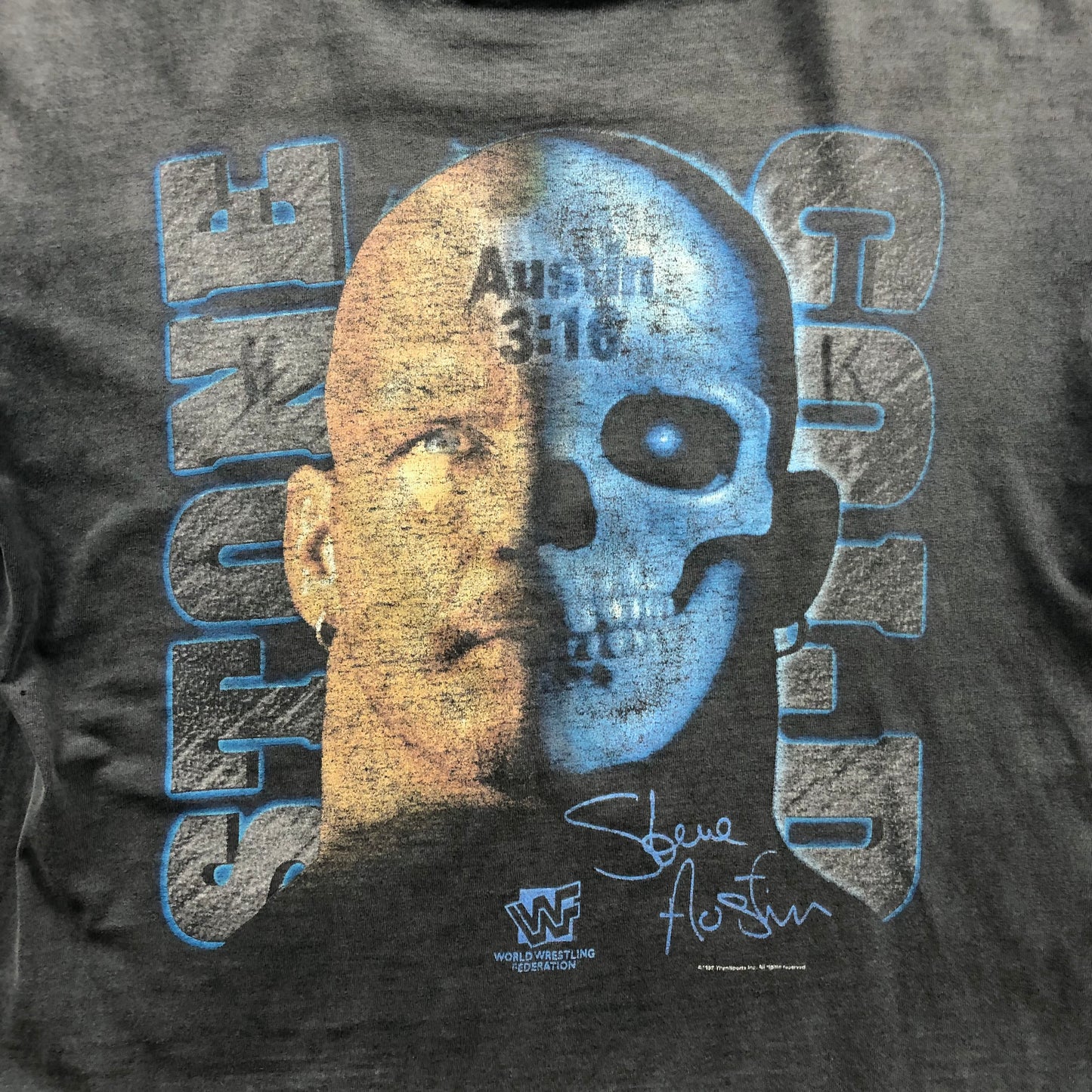 Vintage 90s WWF Stone Cold Steve Austin Skull Face T Shirt L