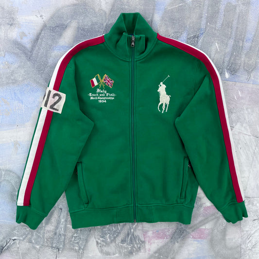 Polo Ralph Lauren Italy Track & Field Flags Big Pony Full Zip Sweatshirt M