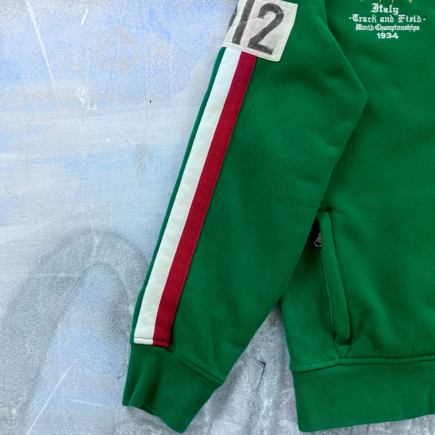 Polo Ralph Lauren Italy Track & Field Flags Big Pony Full Zip Sweatshirt M