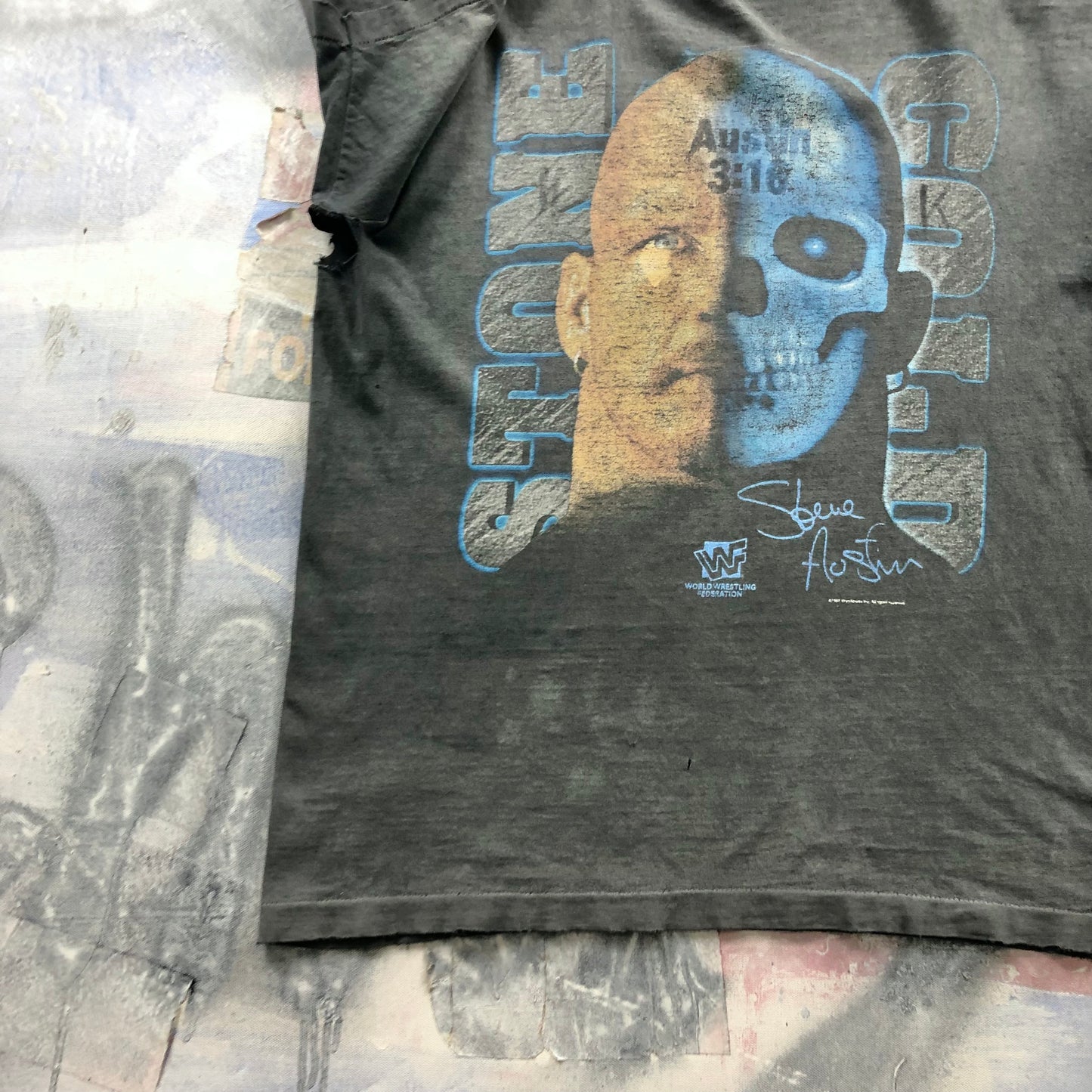Vintage 90s WWF Stone Cold Steve Austin Skull Face T Shirt L