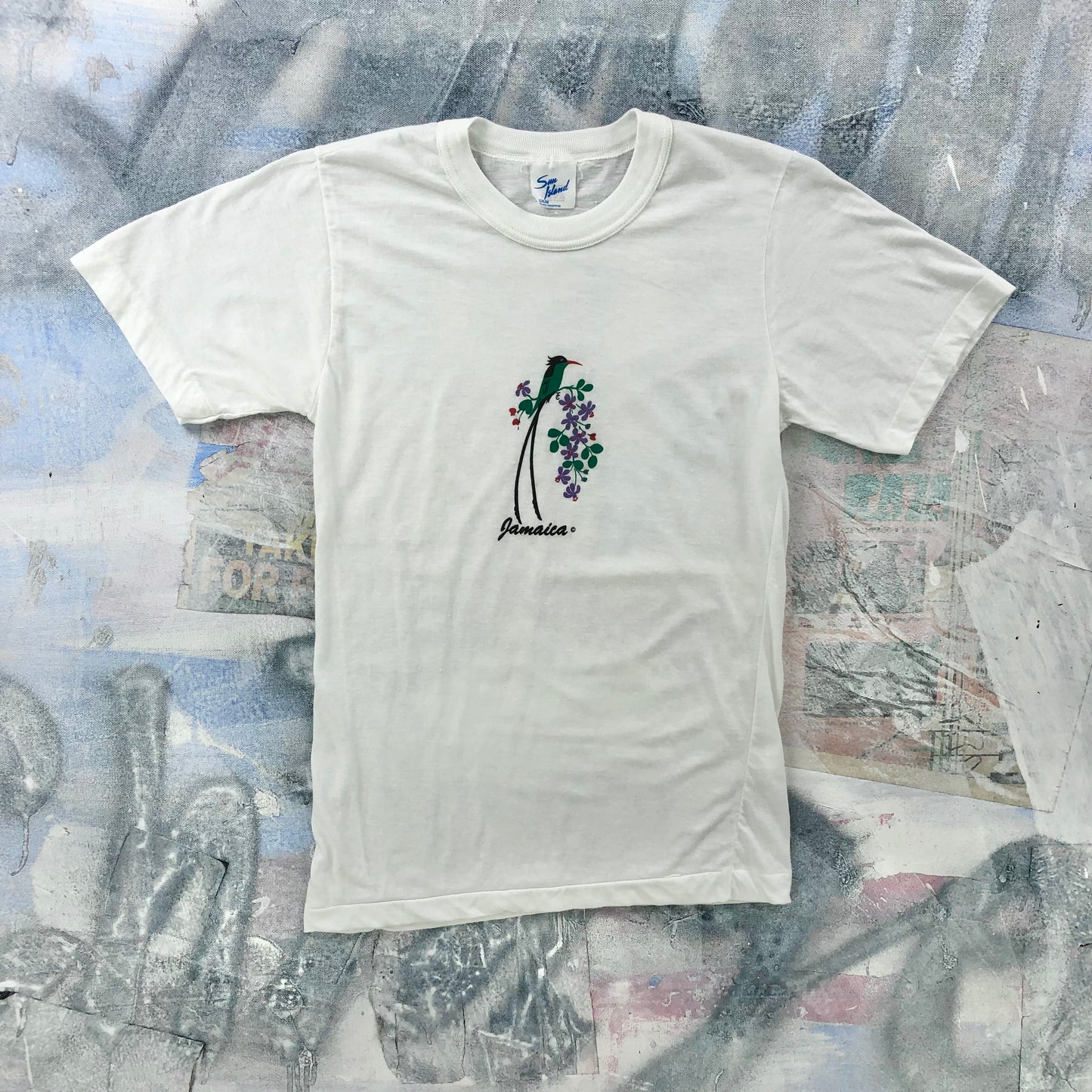 Vintage Jamaica Souvenir Tropical Bird Single Stitch T Shirt M (Womens)