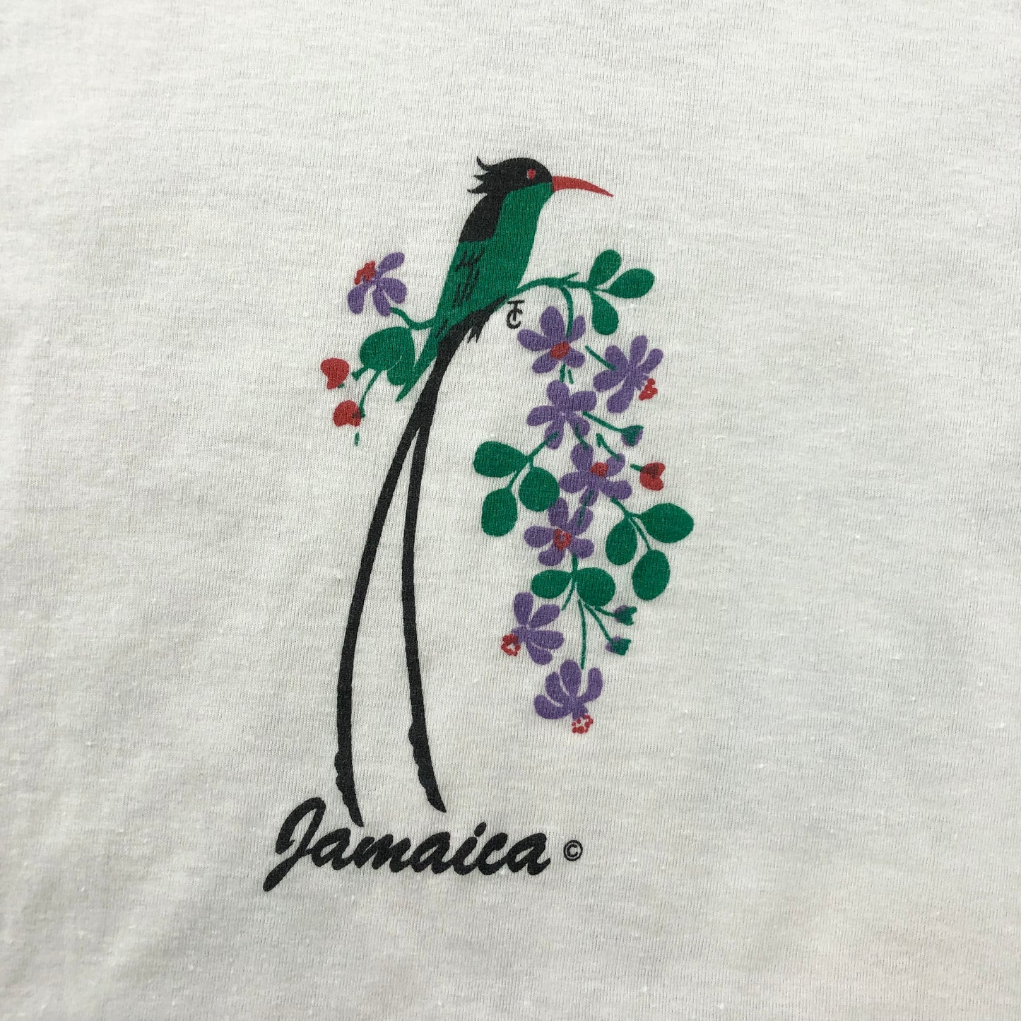 Vintage Jamaica Souvenir Tropical Bird Single Stitch T Shirt M (Womens)