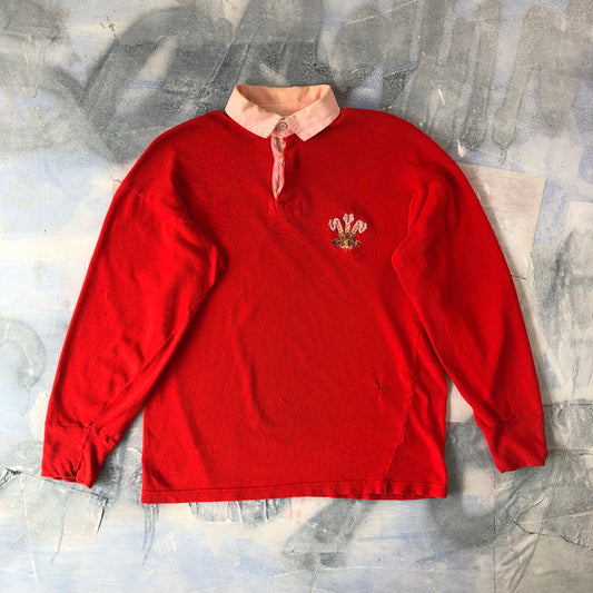 Vintage 90s Umbro Wales Rugby Union Long Sleeve Polo Shirt L
