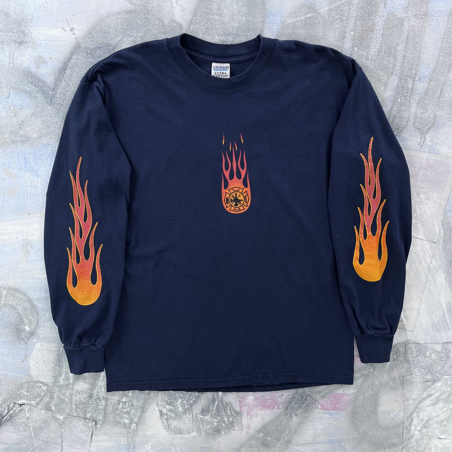 Vintage Fire Fighters Forever Flames Long Sleeve T Shirt L