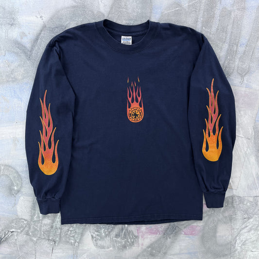 Vintage Fire Fighters Forever Flames Long Sleeve T Shirt L