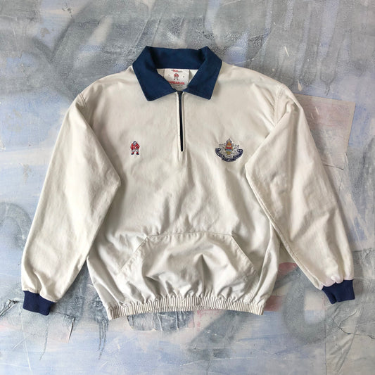 Vintage 90s Barbarian The Real One British Columbia Long Sleeve Rugby Polo Quarter Zip Sweatshirt L