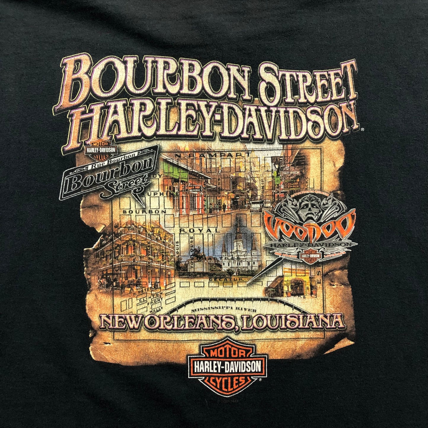 Harley Davidson Motorcycles Bourbon Street New Orleans Louisiana T Shirt XXL