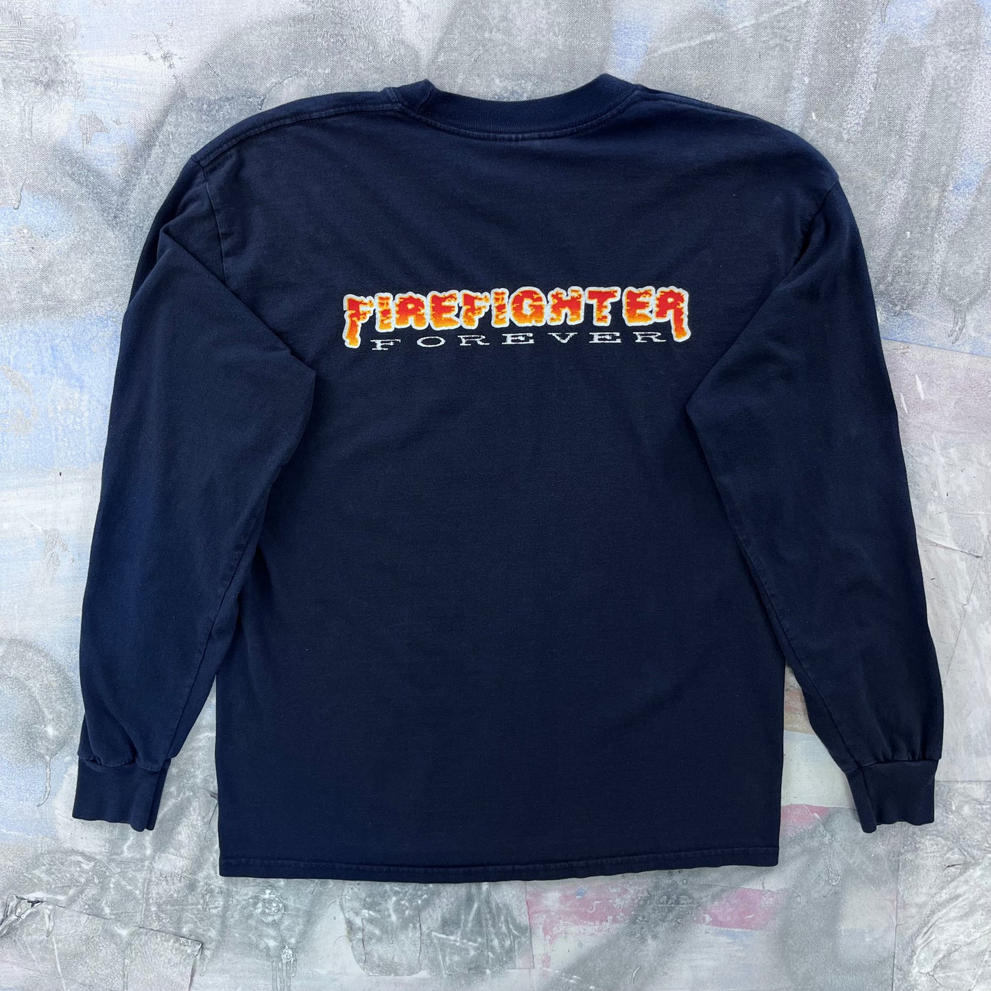 Vintage Fire Fighters Forever Flames Long Sleeve T Shirt L