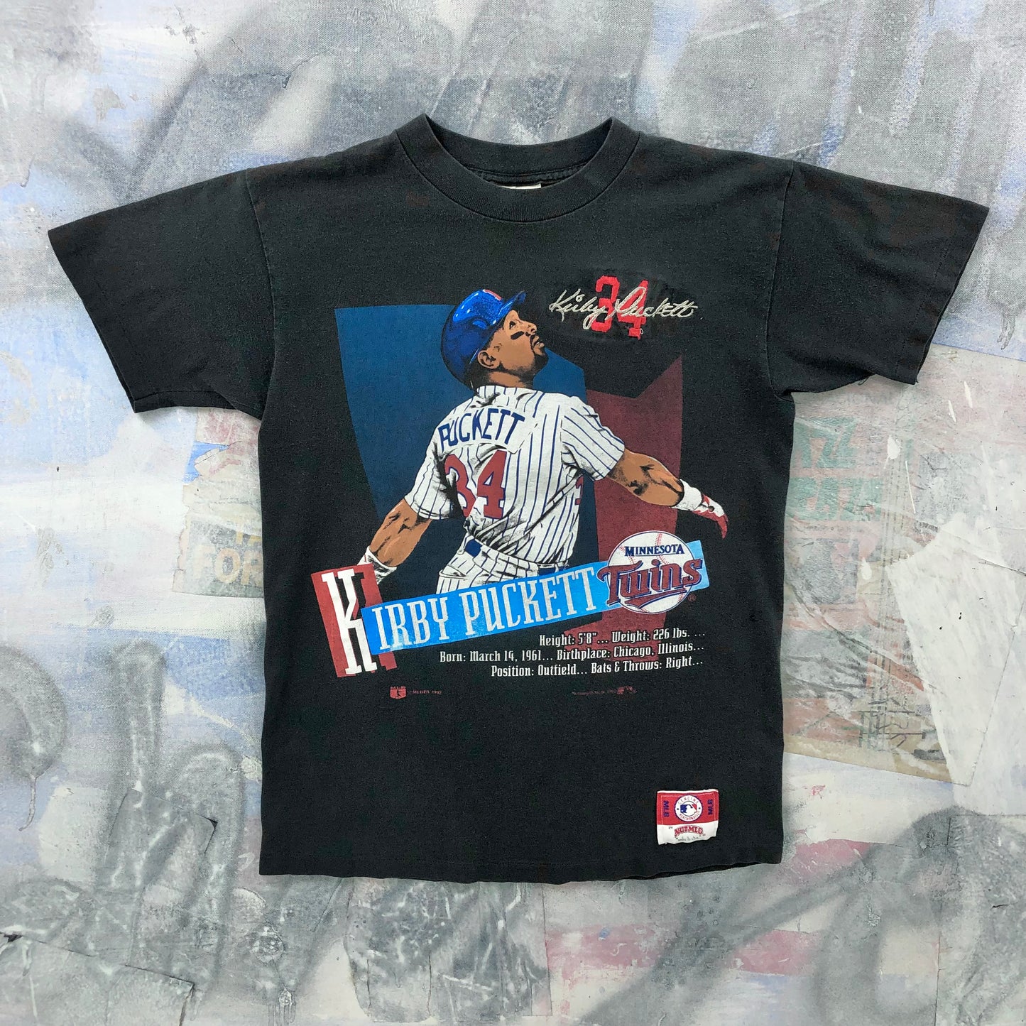 Vintage 90s Nutmeg MLB Minnesota Twins Kirby Puckett Single Stitch T Shirt M