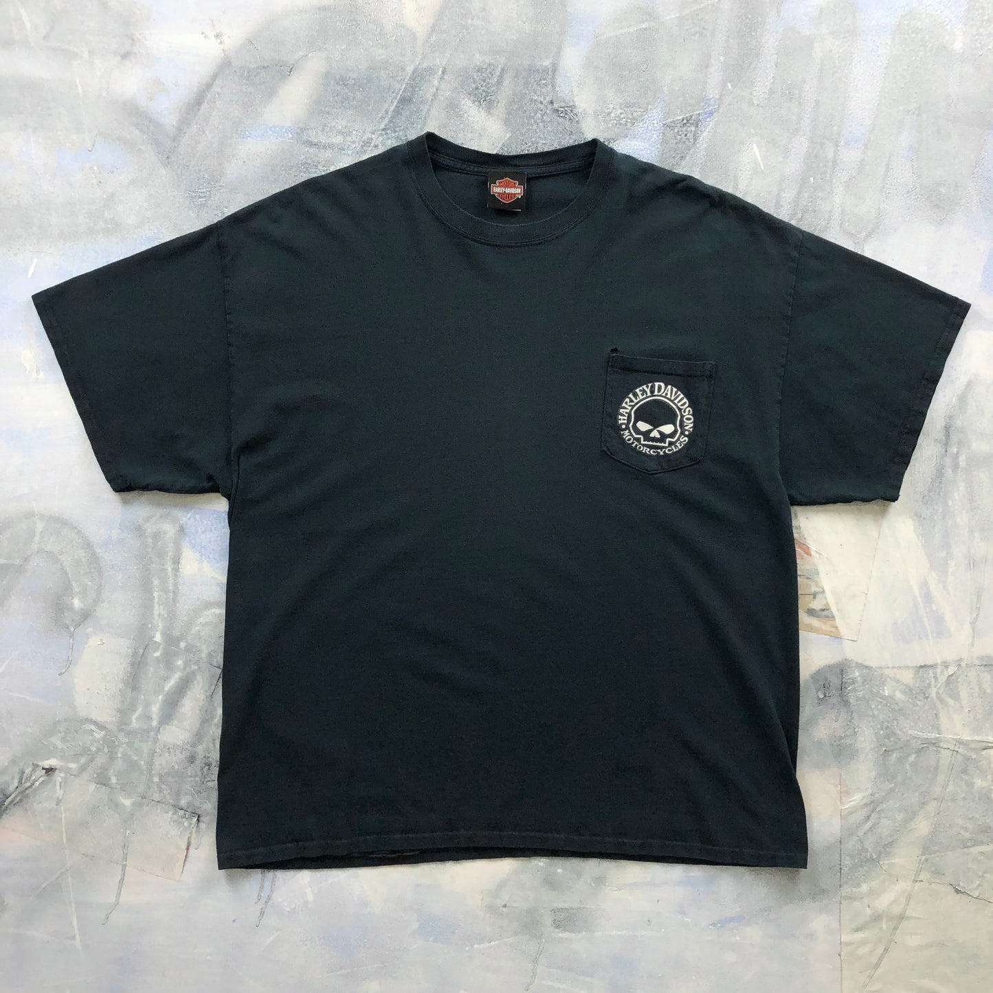 Vintage Harley Davidson Motorcycles Jamaica Skull Chest Pocket T Shirt XXL