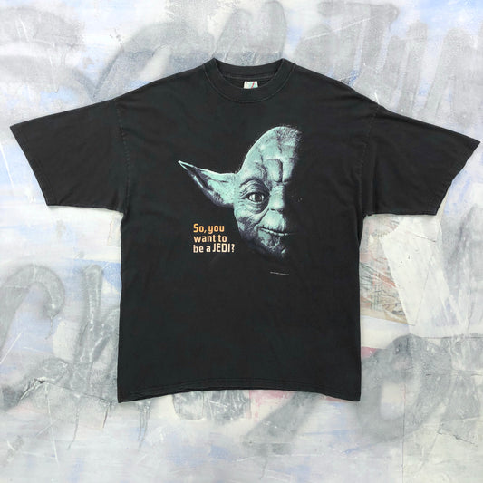 Vintage 90s Yoda So You Want To Be A Jedi T Shirt XL