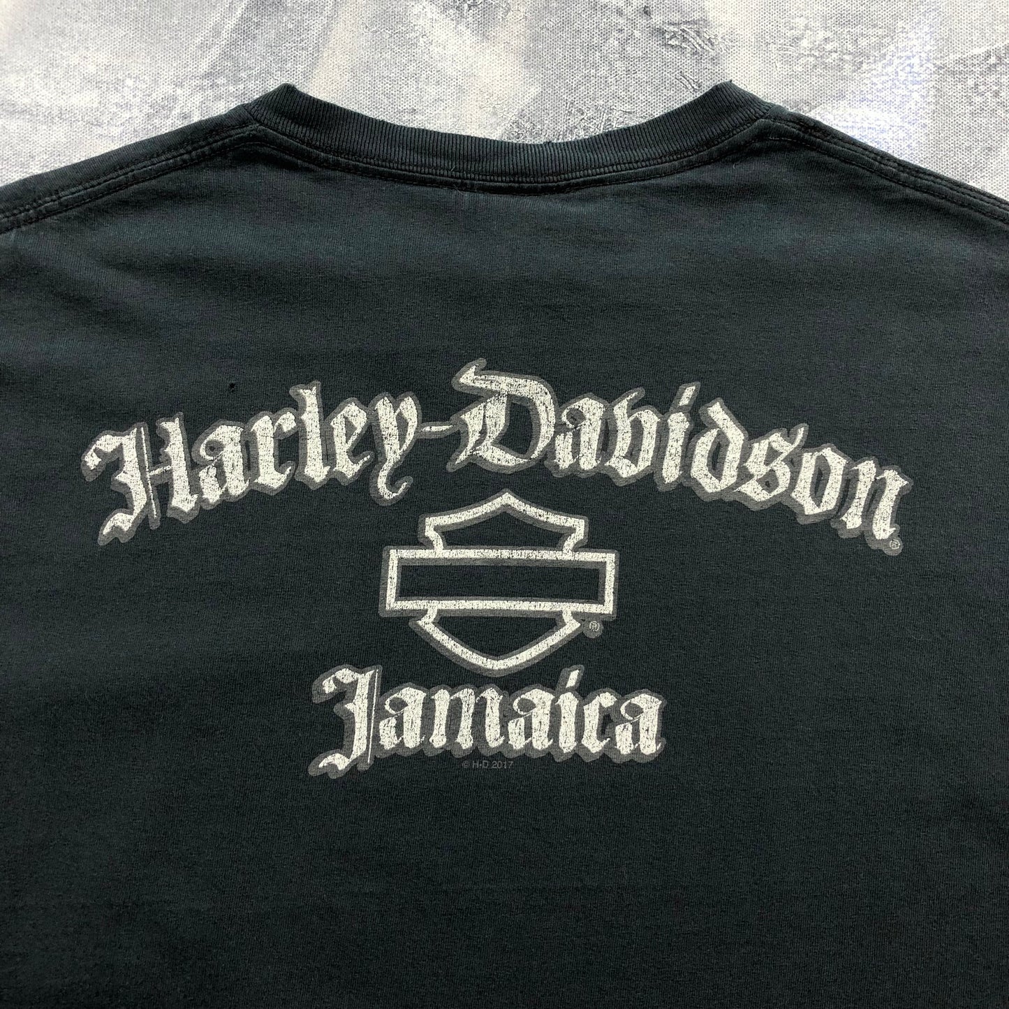 Vintage Harley Davidson Motorcycles Jamaica Skull Chest Pocket T Shirt XXL