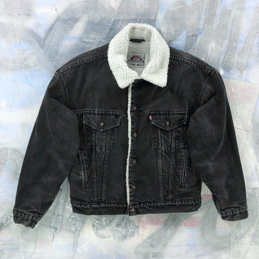 Vintage 80s Levis Sherpa Lined Denim Button Jacket M