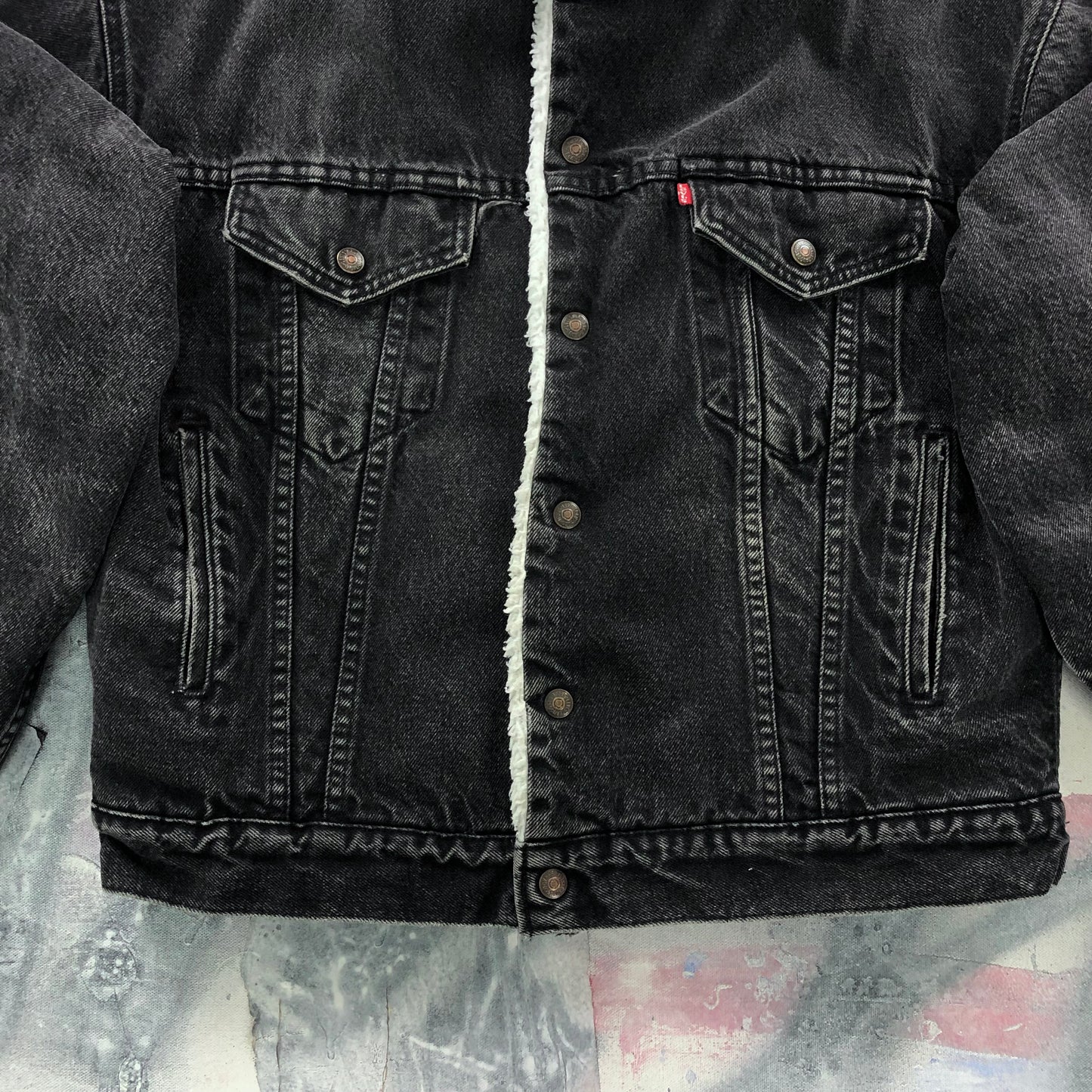 Vintage 80s Levis Sherpa Lined Denim Button Jacket M