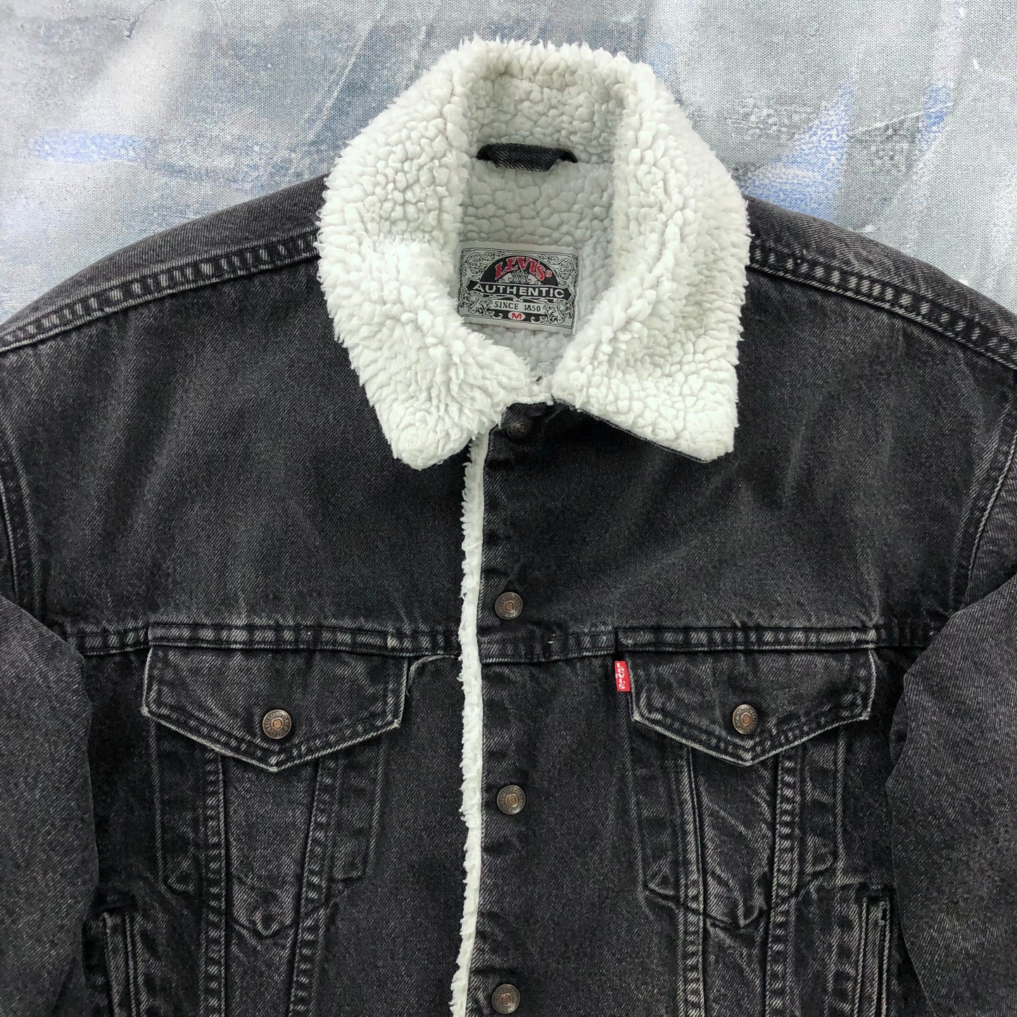Vintage 80s Levis Sherpa Lined Denim Button Jacket M